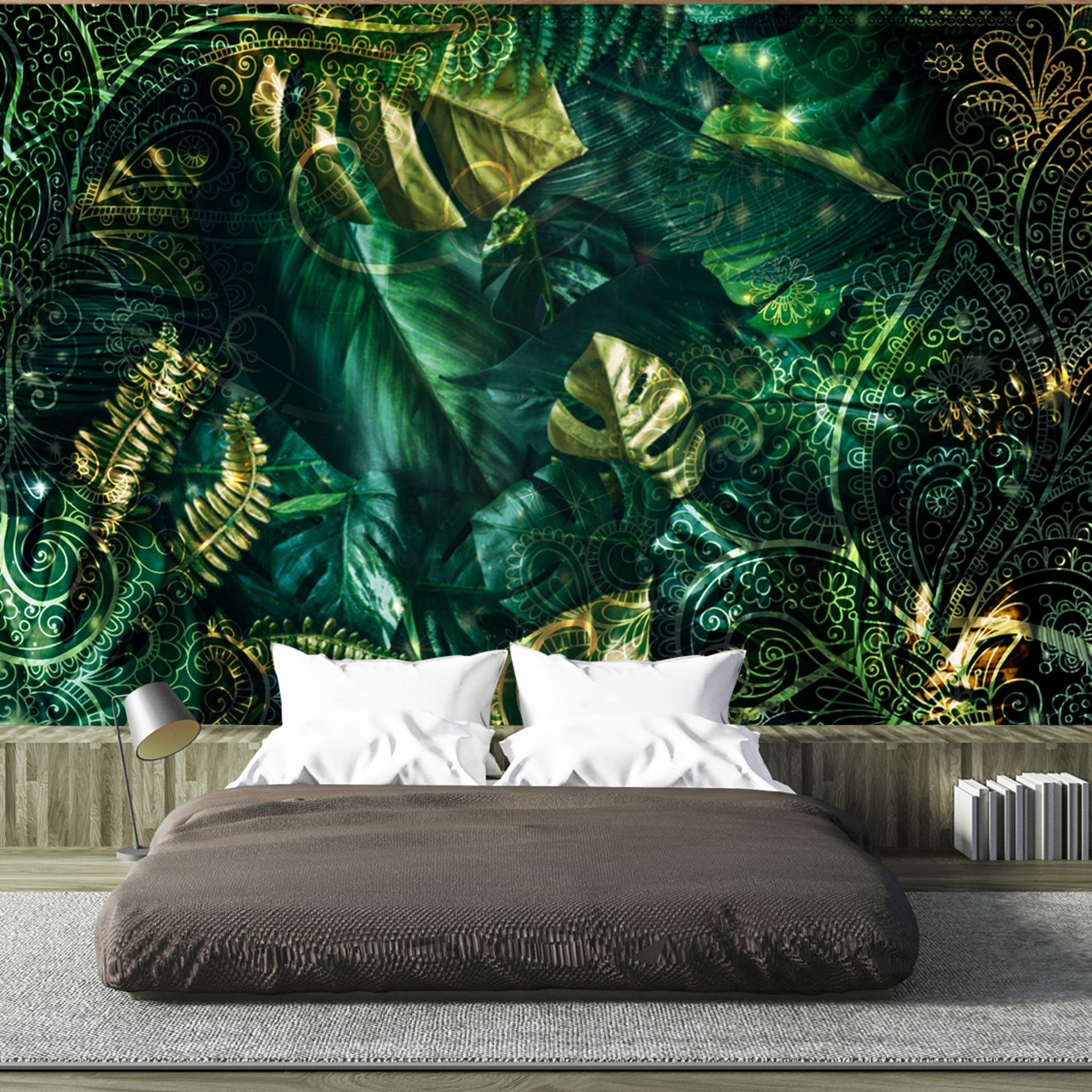 KUNSTLOFT Vliestapete Emerald Jungle 1x0.7 m, halb-matt, lichtbeständige Design Tapete