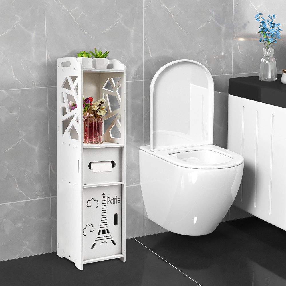 JEOBEST Badkommode Badschrank,Toilettenschrank für Kleinen Raum Platzsparend, (1-St, Badregal), Schmal mit Tür, 20x20x80 cm