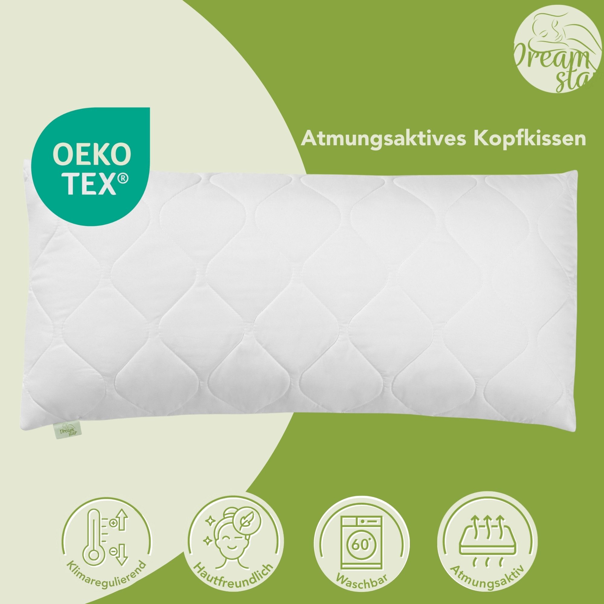 Dreamstar Microfaserkissen gestepptes Kopfkissen 40x80 cm günstig online kaufen
