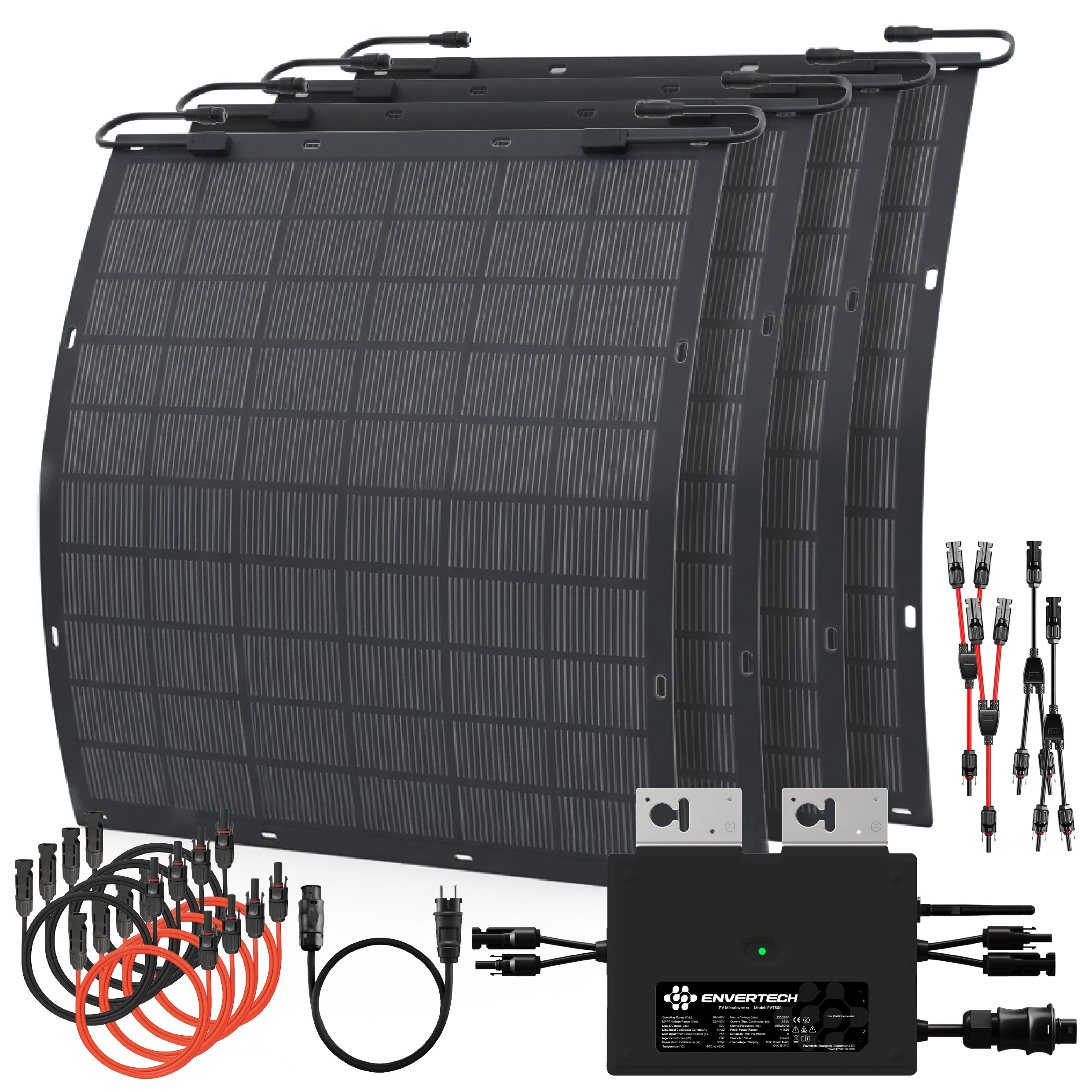 Solarway Balkonkraftwerk 900 Watt Flex mit Envertech 600/800 Watt Wechselrichter, 900 W, Prismatische LiFePO₄-Zellen von Solarway