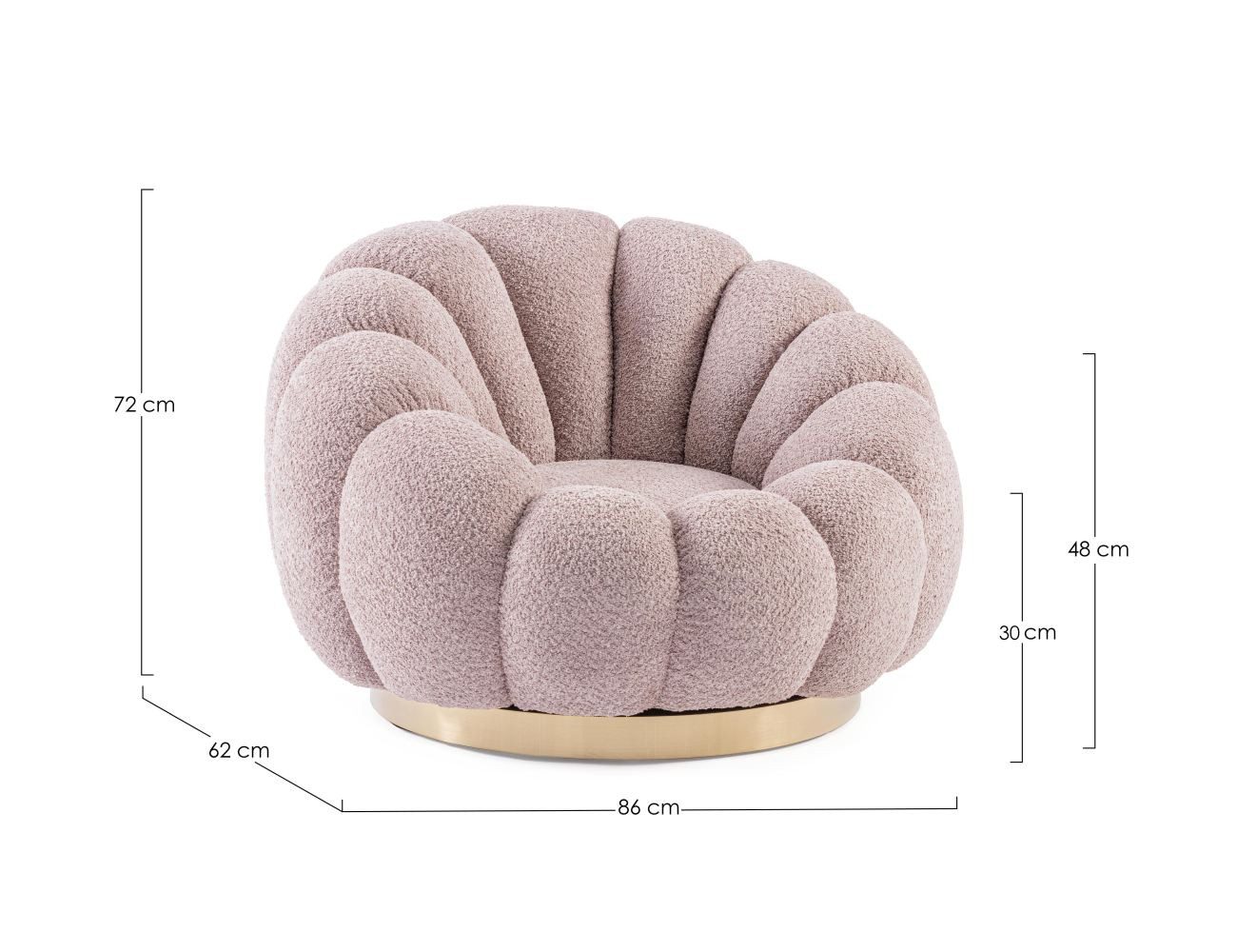 Feeling4Home Drehsessel Florel aus Boucle-Stoff, Altrosa, Der Sessel ist drehbar (360)