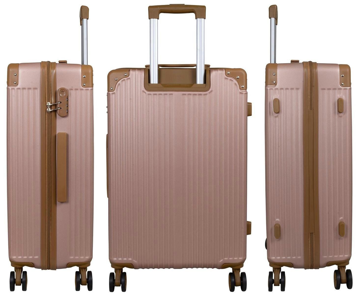 Warenhandel König Trolley Bardabos, 4 Rollen, Hartschale, braune Eckenschützer, aufrecht rollbar