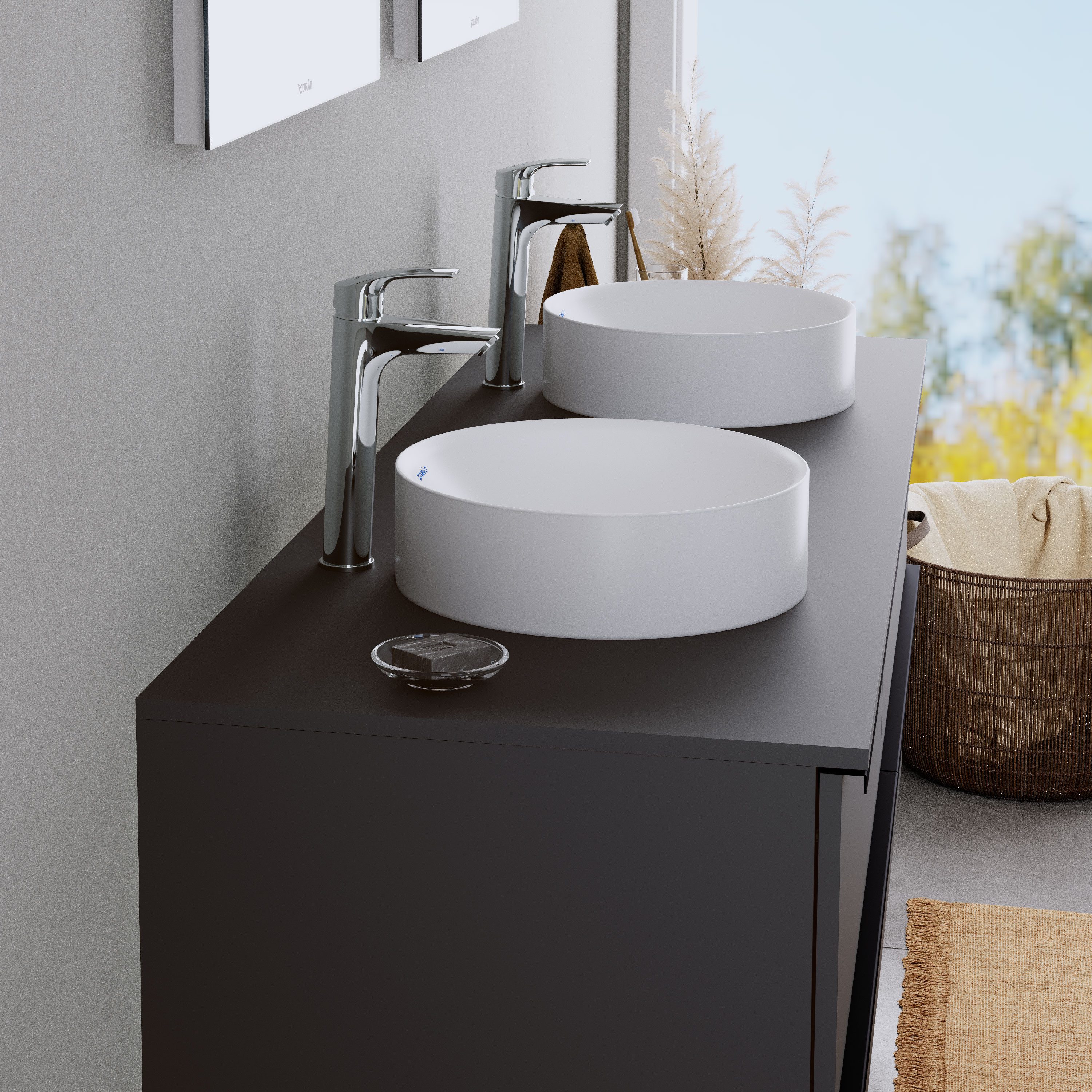 Duravit Aufsatzwaschbecken DuraCielo 36cm Weiß matt, Duravit DuraCielo Aufsatzwaschbecken rund 36cm Mineralguss
