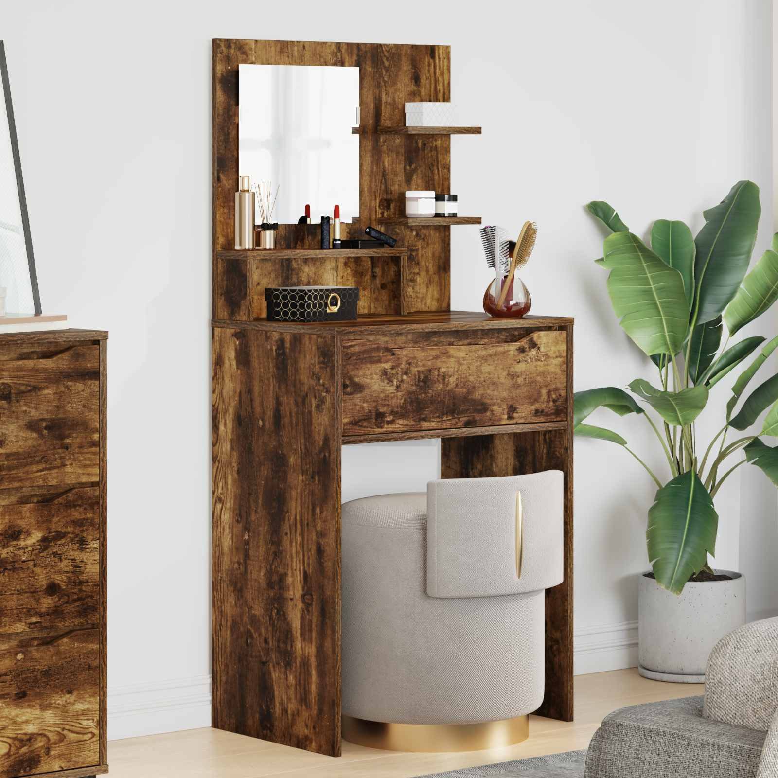 vidaXL Schminktisch Schlafzimmer-Frisiertische Geräucherte Eiche 80 x 39,6 x 135 cm (1-St)