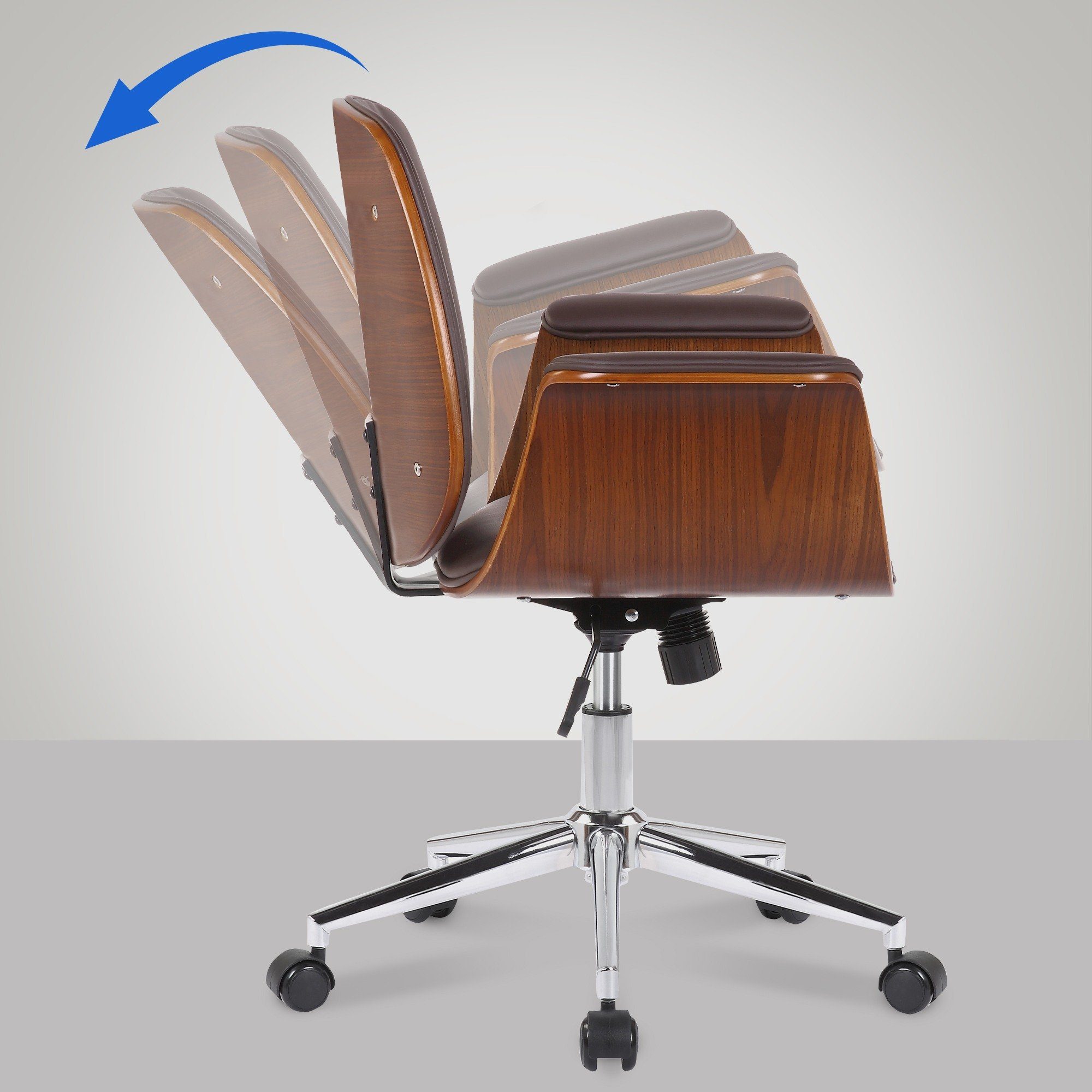 CLP Bürostuhl Bürostuhl höhenverstellbar drehbar Lederoptik (1er), gepolstert, Wippfunktion – Bild 5 von 5