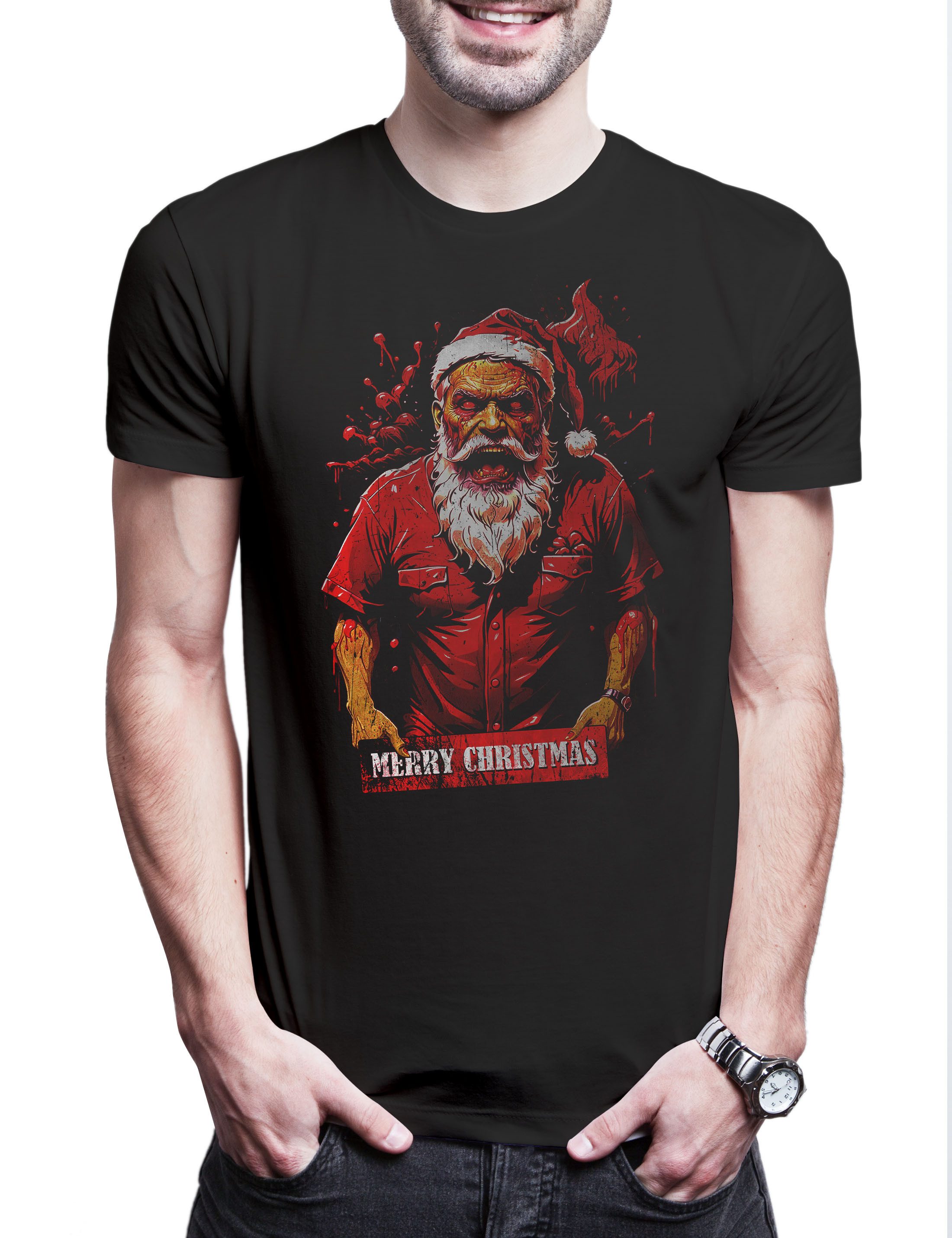 Print-Shirt Zombie Santa Herren T-Shirt Merry Christmas Santa Horror X-Mas Claus