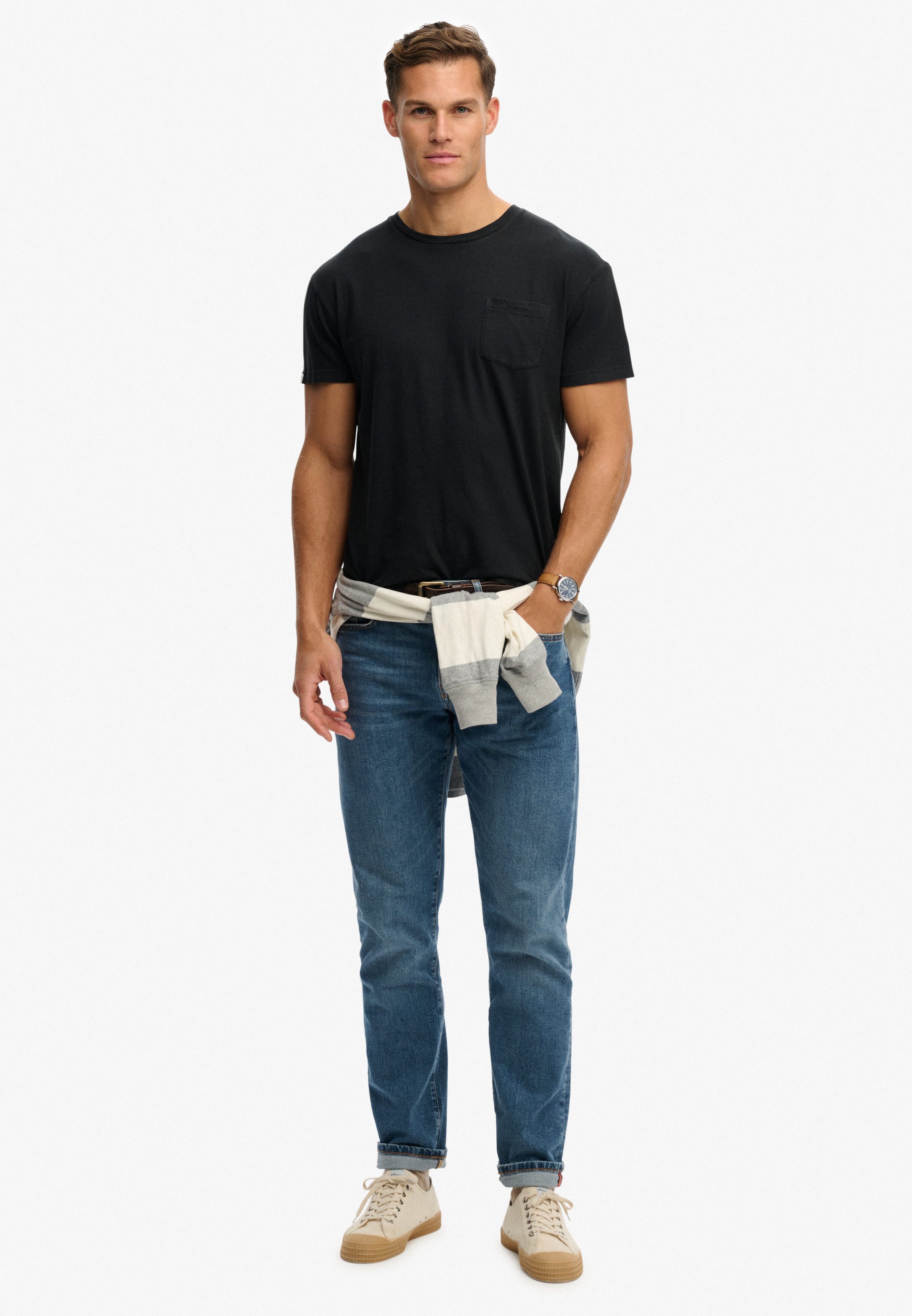 Superdry Rundhalsshirt COTTON CLASSIC LINEN PKT TEE Baumwollmischung, relaxed fit aus luftig leichtem Baumwoll-Leinen-Mix – Bild 5 von 5