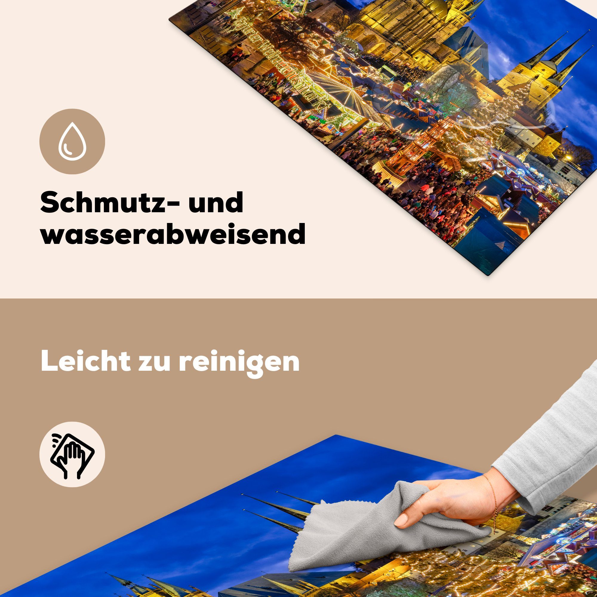 für 81x52 Ceranfeldabdeckung Schutz küche, von Abendfoto die in Deutschland, cm, tlg), (1 Herdblende-/Abdeckplatte Erfurt MuchoWow Vinyl, Induktionskochfeld