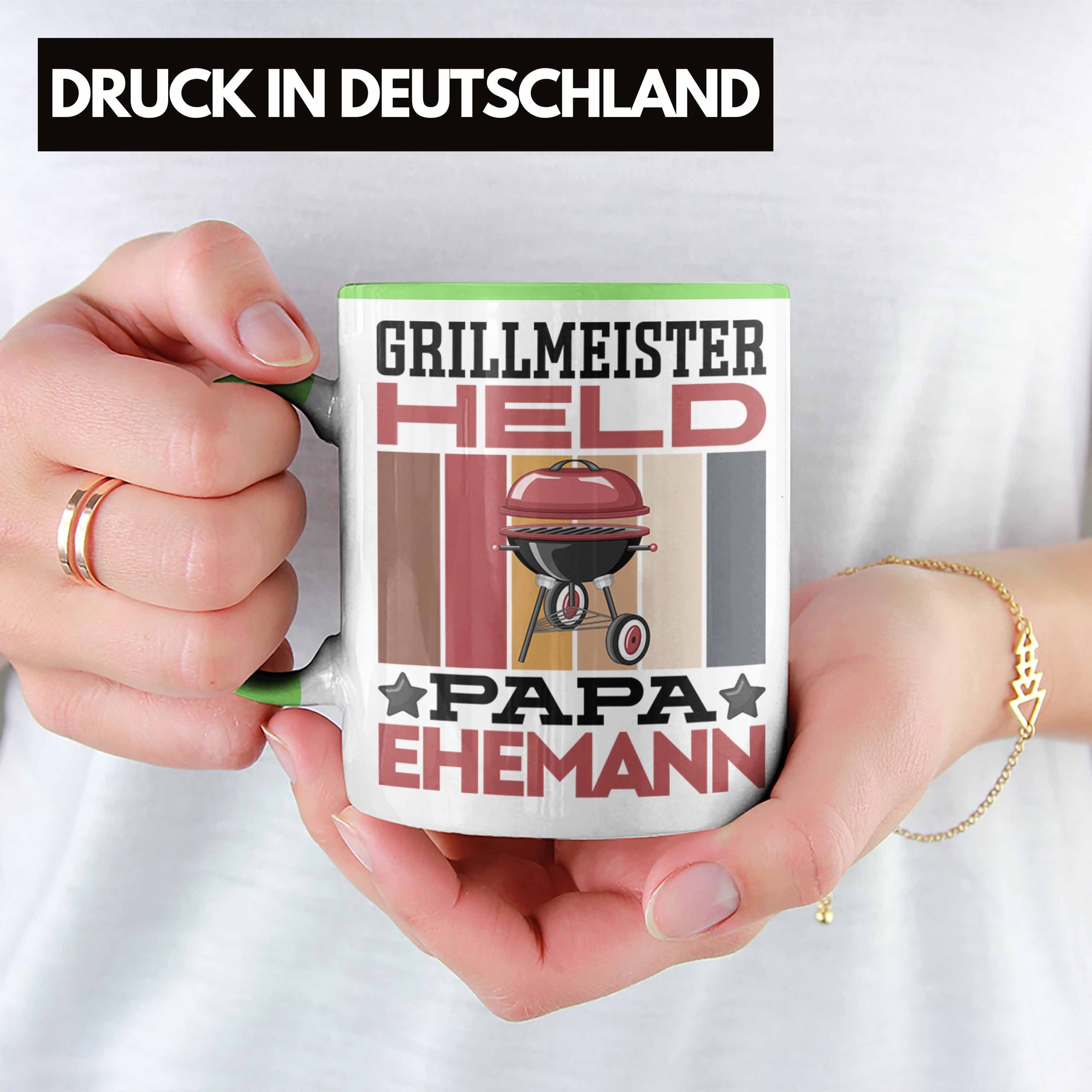 Tasse Papa Geschenkidee Papa Grün Vate Ehemann" Held Trendation Tasse "Grillmeister Geschenk