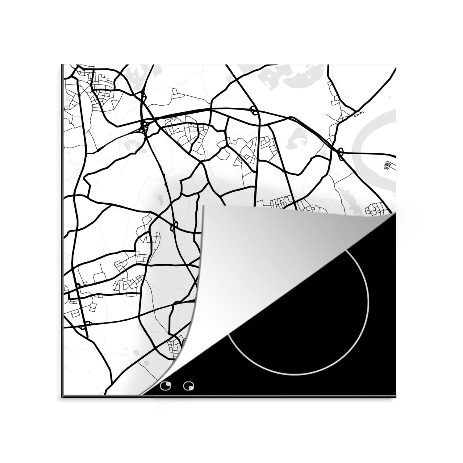 MuchoWow Herdblende-/Abdeckplatte Karte - Moers - Stadtplan, Vinyl, (1 tlg), 78x78 cm, Ceranfeldabdeckung, Arbeitsplatte für küche