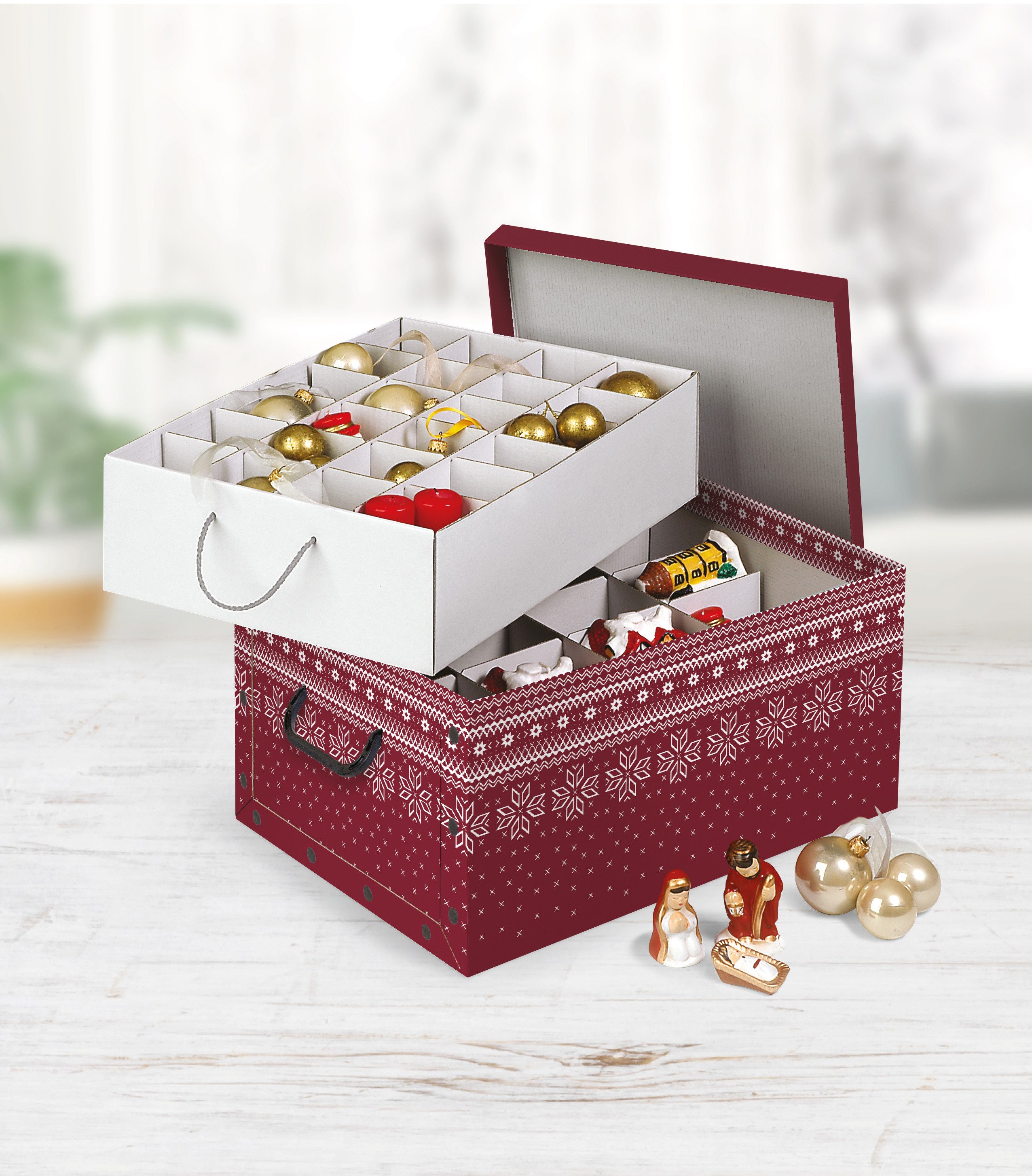 Kreher Aufbewahrungsbox Karton für Christbaumkugeln, Dekor: günstig online kaufen