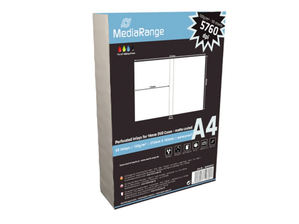 Mediarange Kopierpapier 100 (2x 50) MediaRange DVD Einleger für 14mm DVD's Inlay