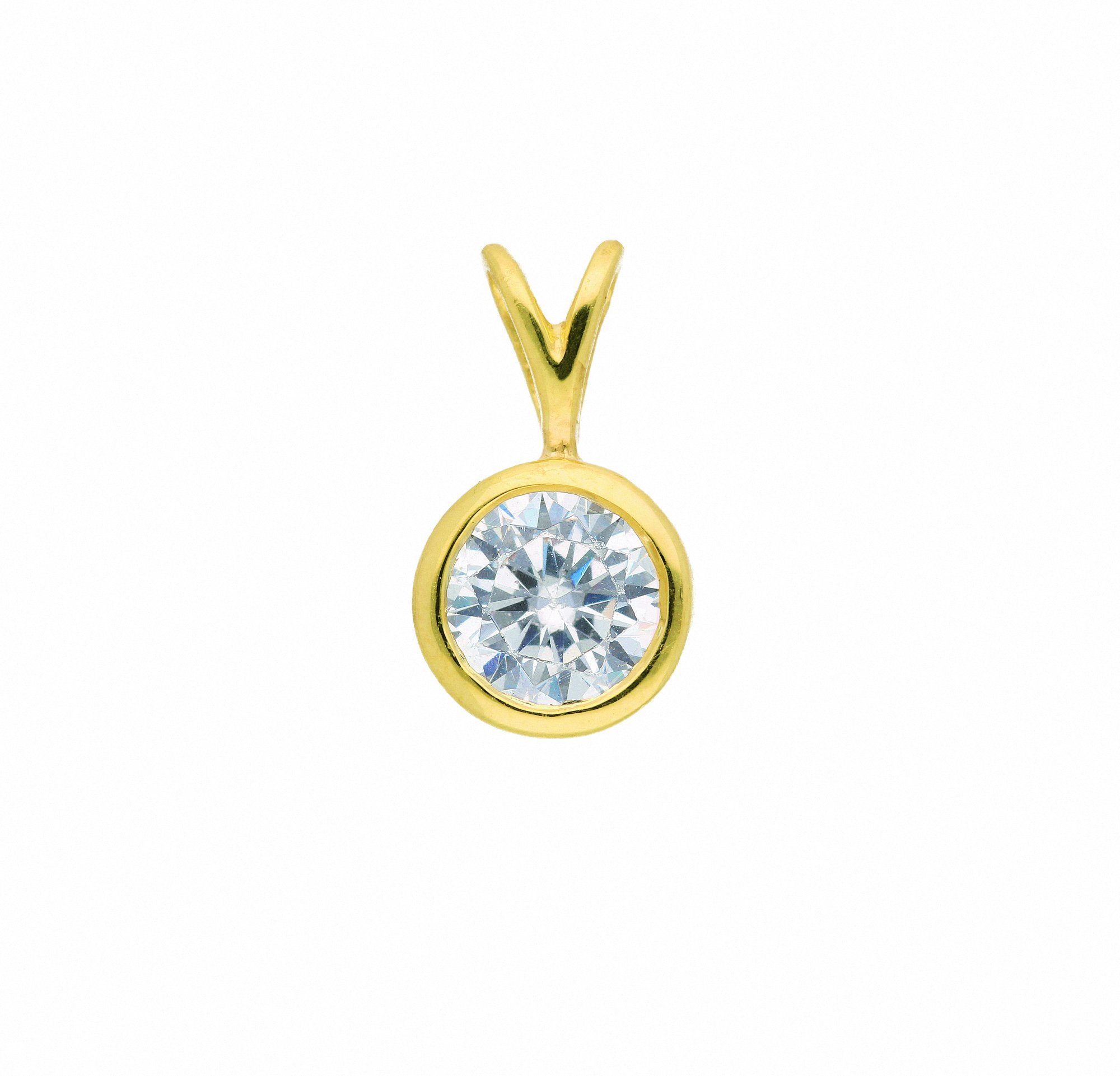 Kettenanhänger Damen 333 Gold Anhänger mit Zirkonia Ø 6 mm
