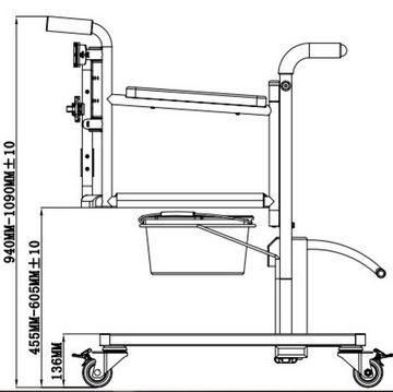 RS Trade Toiletten-Stuhl Hydraulischer Alu Toilettenstuhl Toilettenhilfe mit Rückenlehne