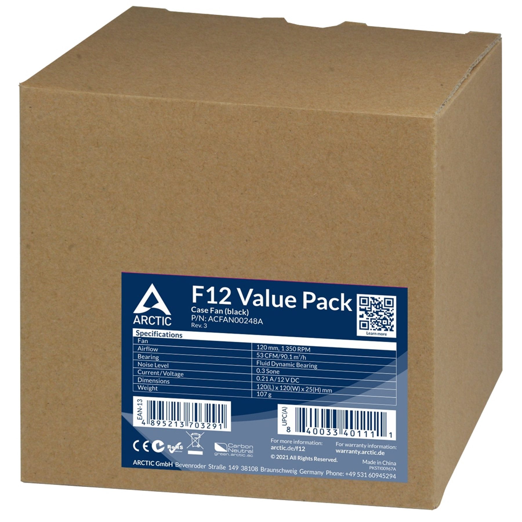 Arctic Gehäuselüfter ARCTIC Lüfter F12 120mm Value Pack