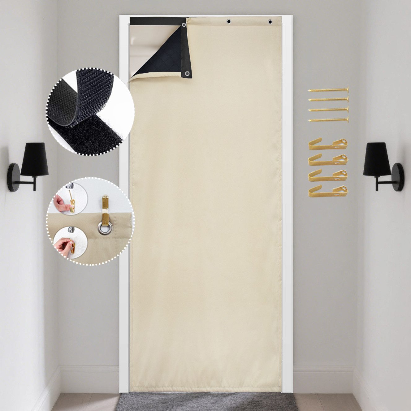 Jibenhome Türvorhang Gesteppter Türvorhang Wasserabweisend Thermovorhang Th günstig online kaufen