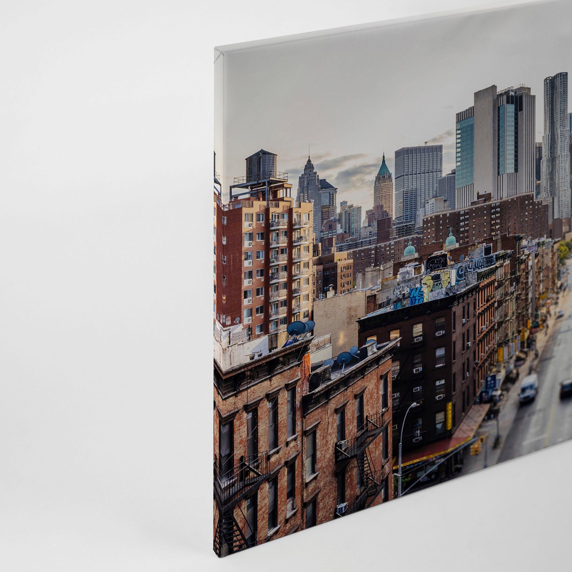 A.S. Création Leinwandbild New York Views, Kinder, Kunst, New York (1 St), Skyline Bild Keilrahmen Großstadt Leinwand-Bild Wohnzimmer modern Wand