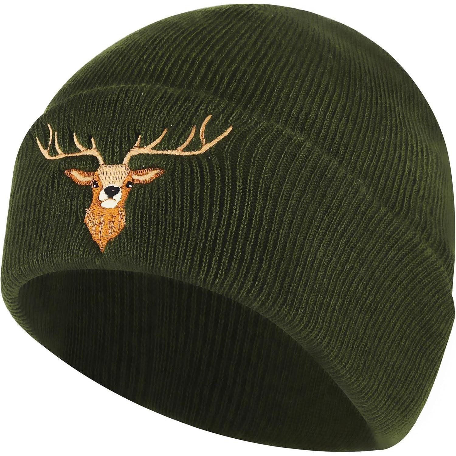 LuxusKollektion Strickmütze Strickmütze Herren Damen Winter Warm Einheitsgröße Dunkelgrün-Hirsch