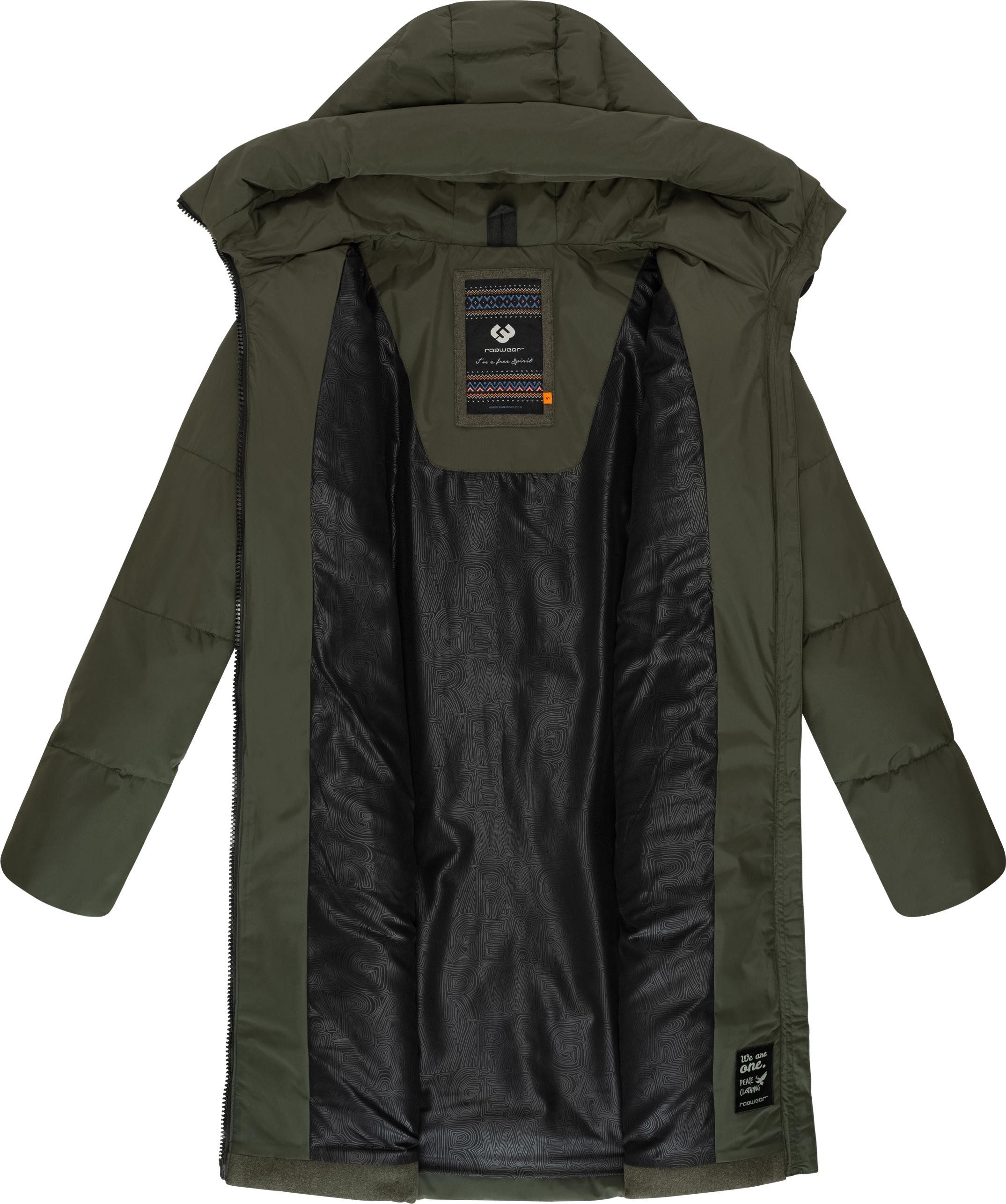 Ragwear Wintermantel Jumana Damen Mantel aus modernem Materialmix mit Kapuze