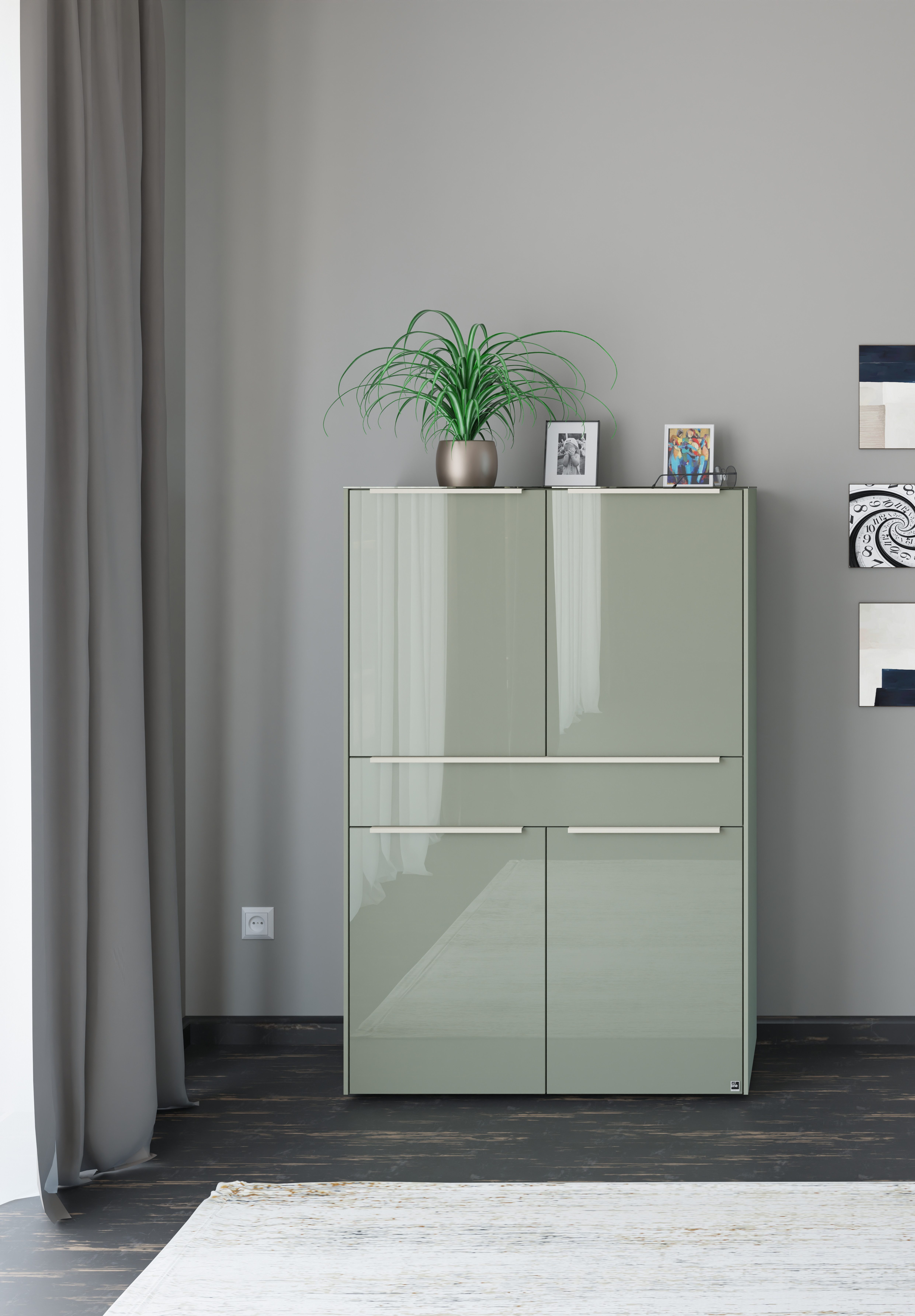 set one by Musterring Highboard Reno (1 St), Mit Gleitern und in verschiedenen Farben erhältlich