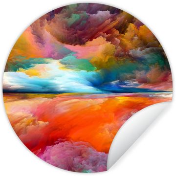 MuchoWow Wandsticker Gemälde - Ölgemälde - Abstrakt - Wolken (1 St), Tapetenkreis für Kinderzimmer, Tapetenaufkleber, Rund, Wohnzimmer