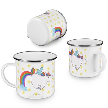 Mr. & Mrs. Panda Becher Einhorn Pegasus - Weiß - Geschenk, Unicorn, Glitzer, Edelstahl Trinkb, Emaille, Kratzfeste Emaille