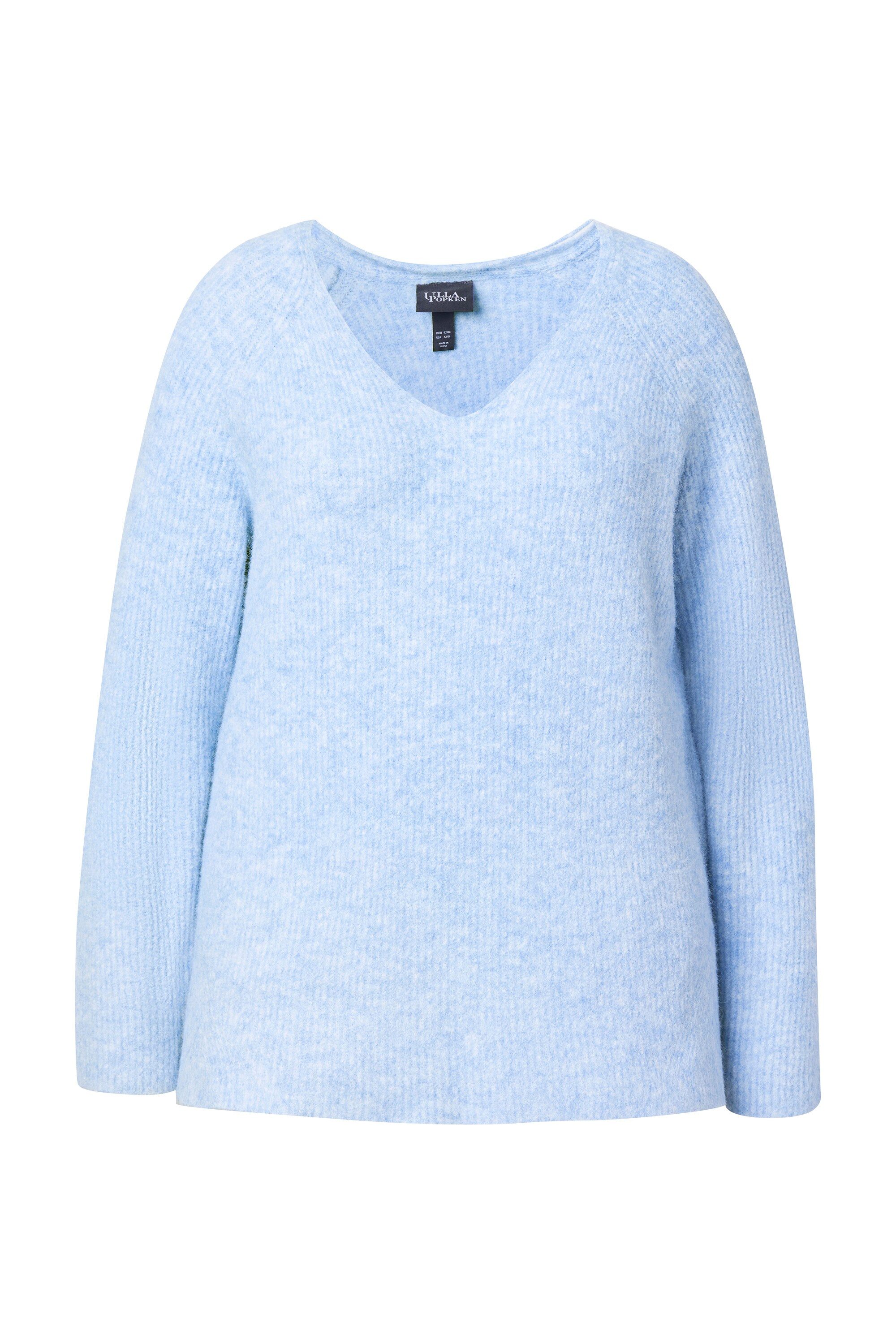 Ulla Popken Strickpullover Pullover Rippstrick V-Ausschnitt Langarm günstig online kaufen