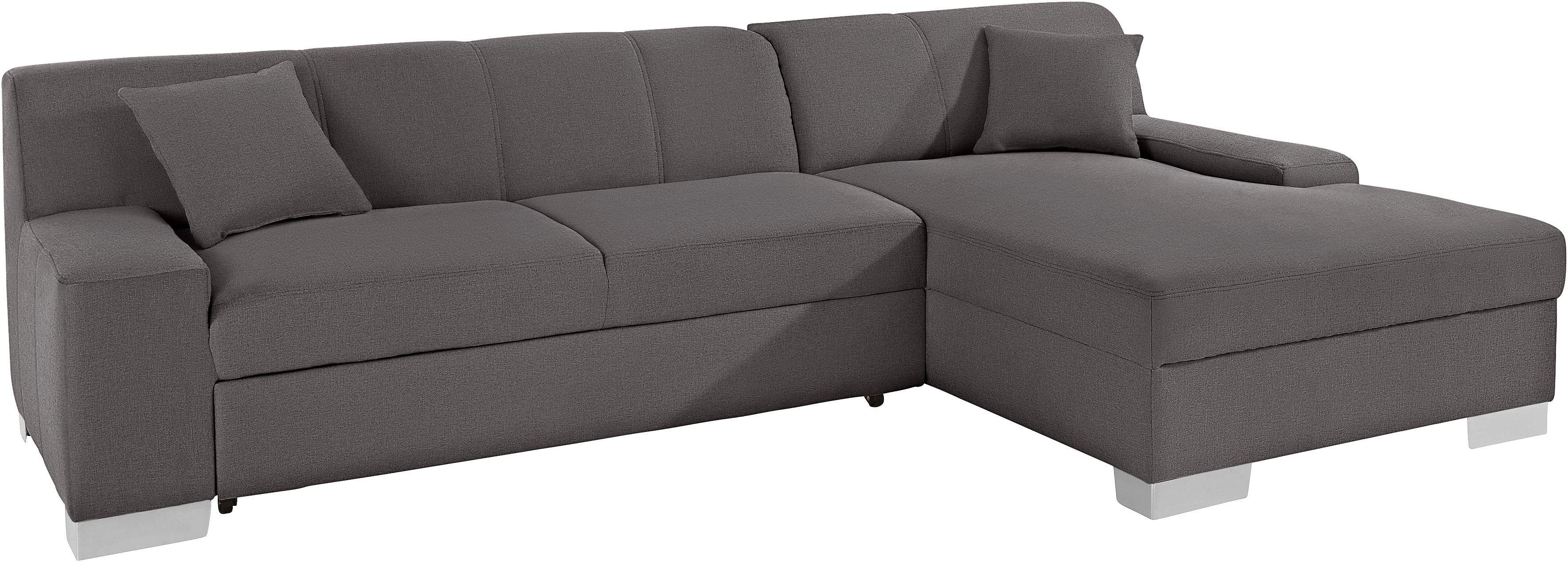DOMO collection Ecksofa Bero, elegant und zeitlos, flache Armlehnen, Breite 268cm L-Form, fester Sitzkomfort, wahlweise mit Bettfunktion