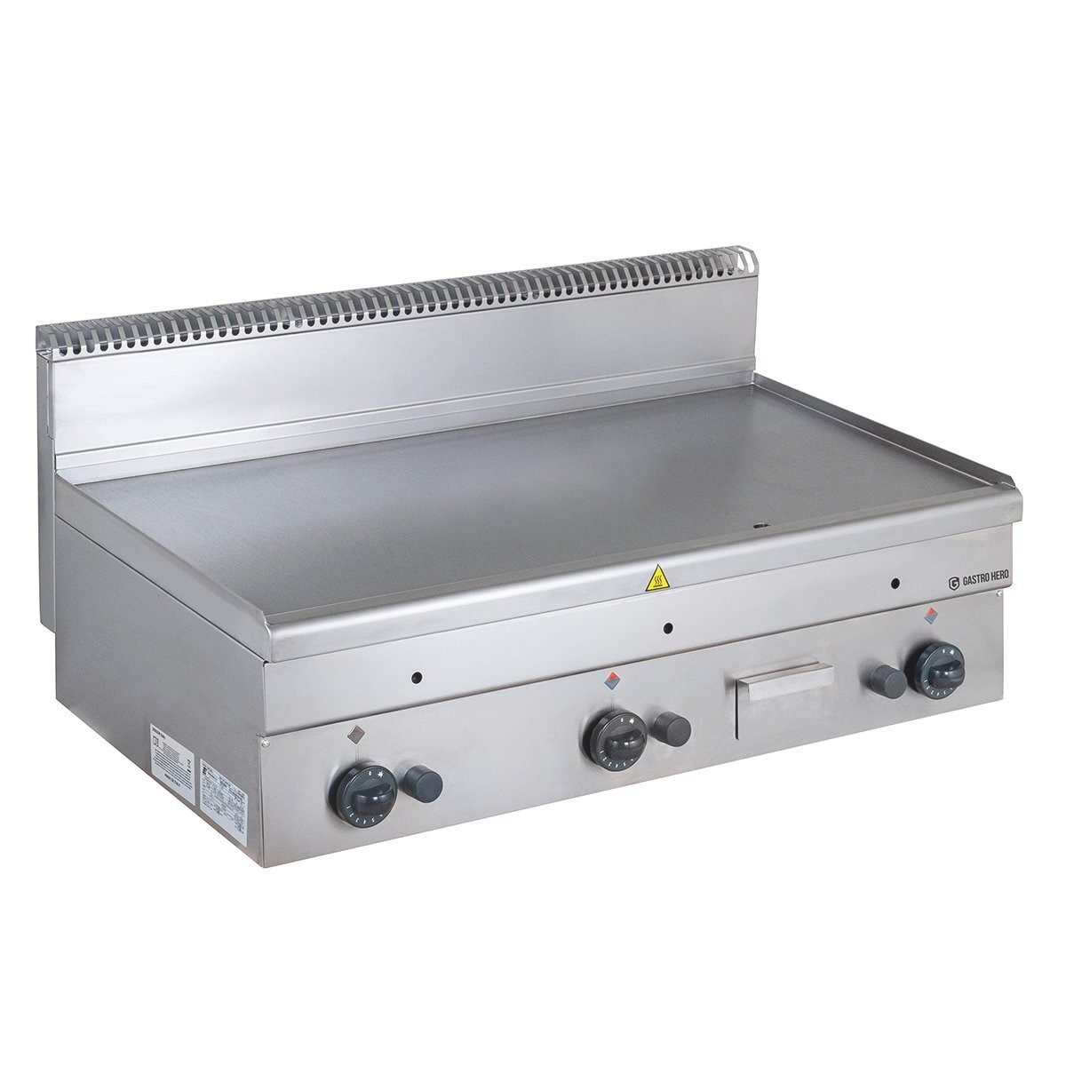 GastroHero Gasgrill Gas Grillplatte glatt 100 cm Tischgerät 15,3 kW