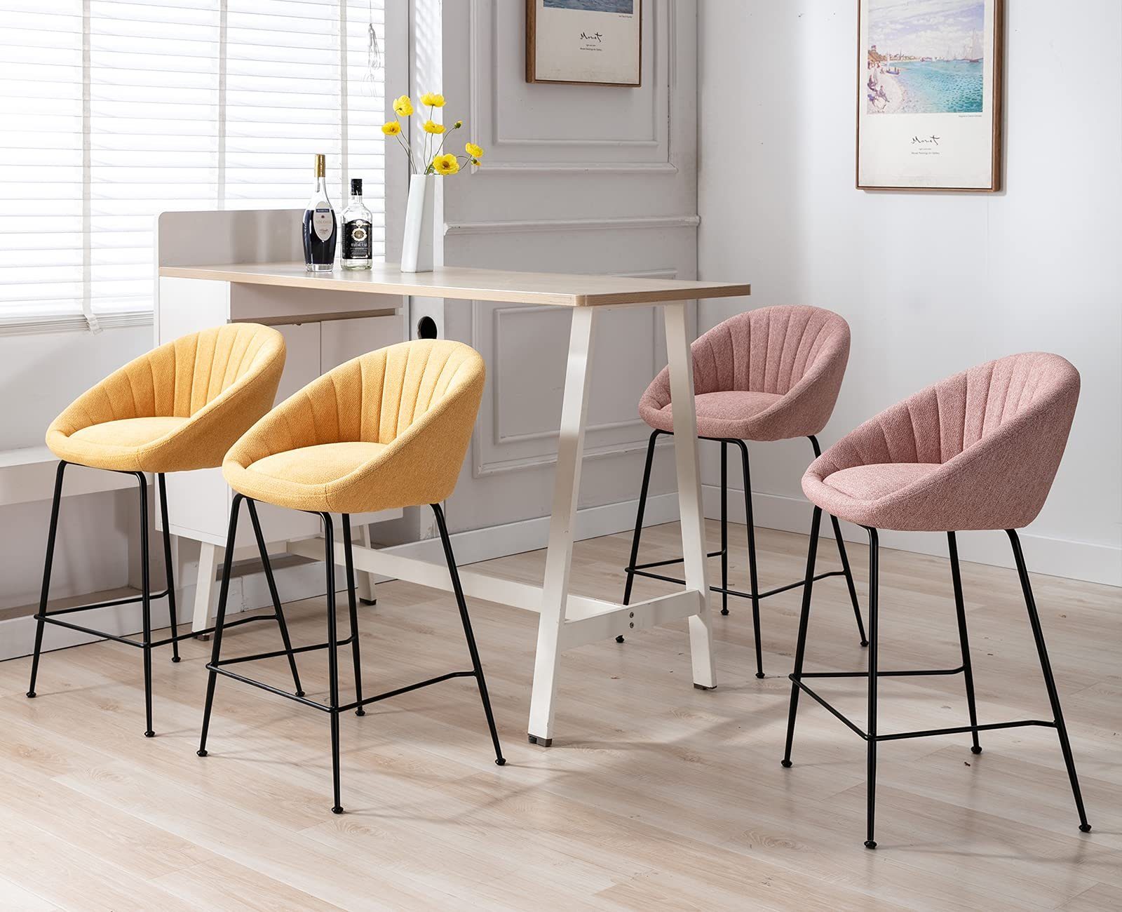 WAHSON OFFICE CHAIRS Barhocker 2er Set Barstuhl aus Stoff Tresenhocker