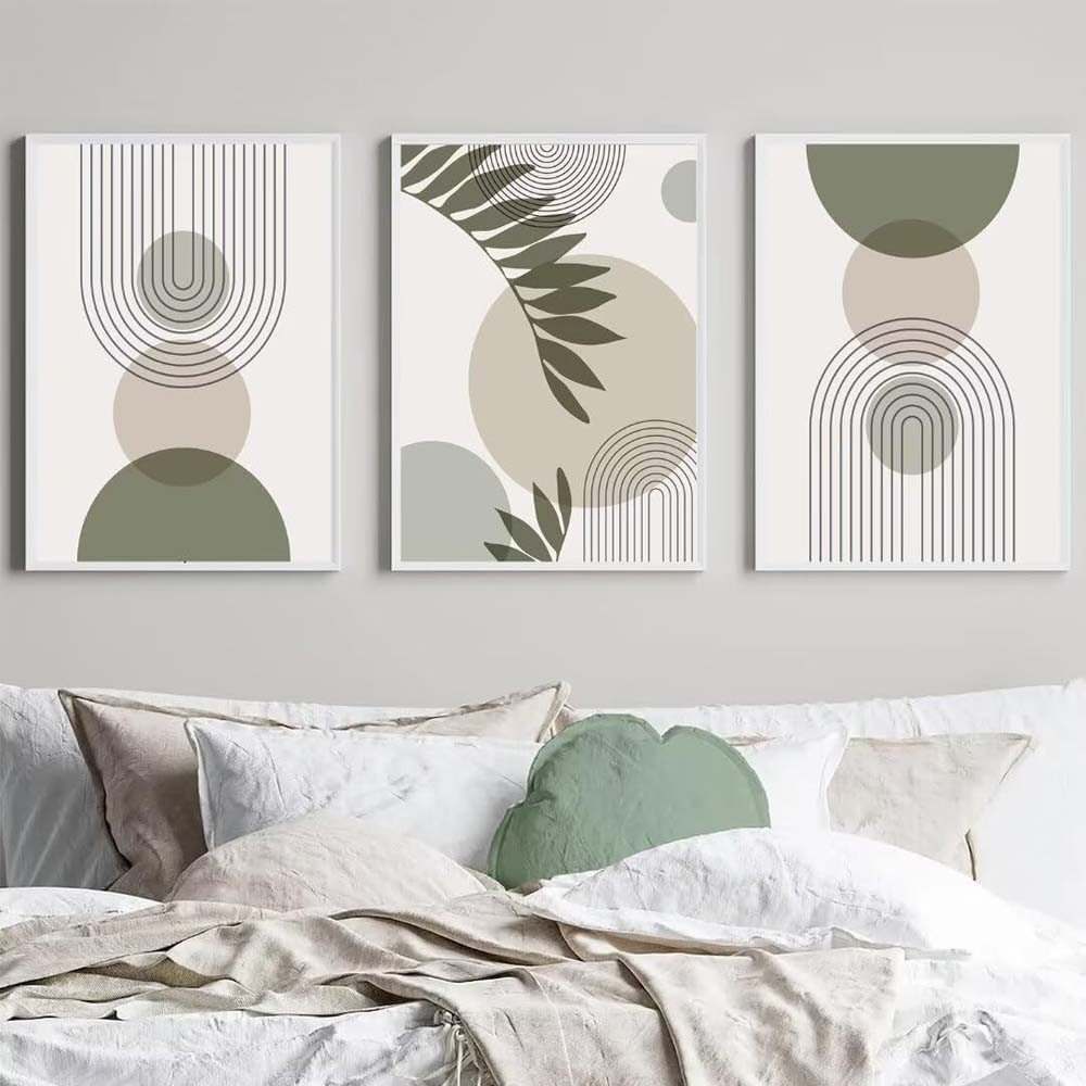 trends for living Wandbild Wandbild 3er Set abstrakte grüne Pflanzen Leinwa günstig online kaufen