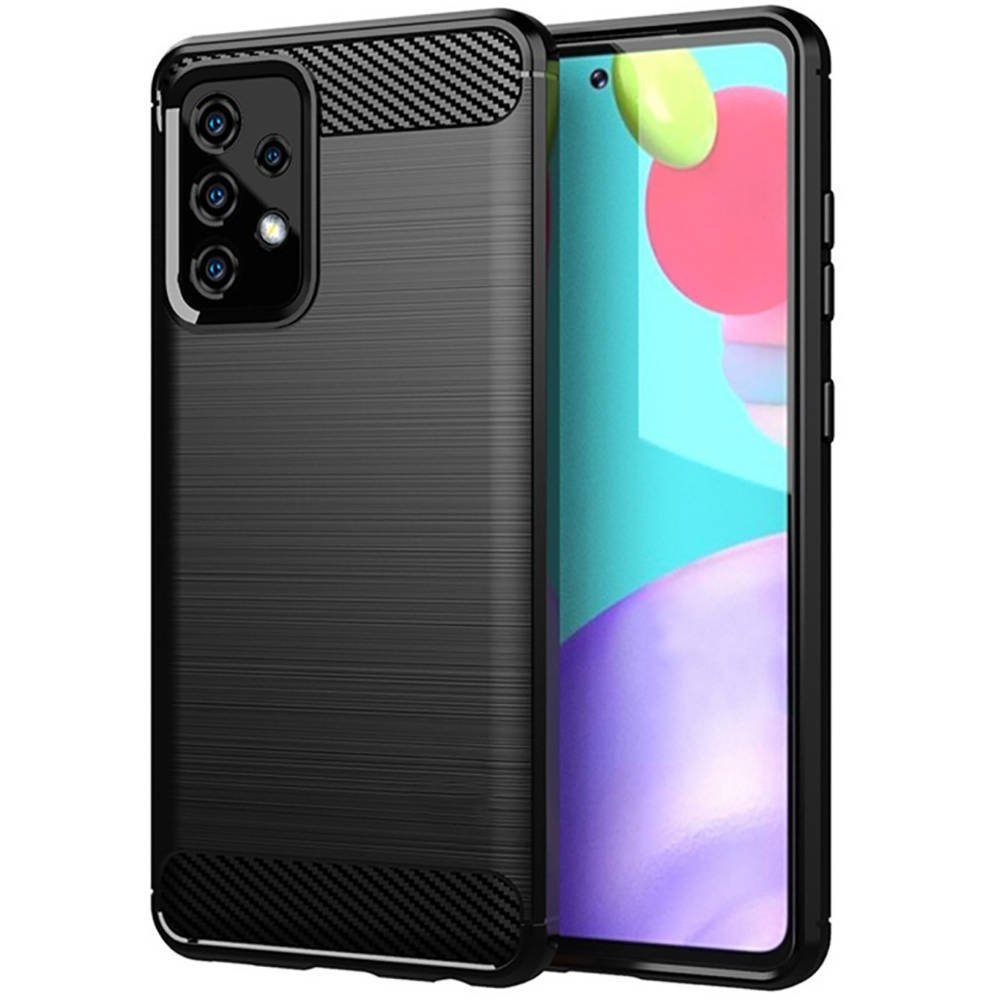 cofi1453 Handyhülle Silikon Carbon für Samsung Galaxy A52 (A525F), Case Cover Schutzhülle Bumper