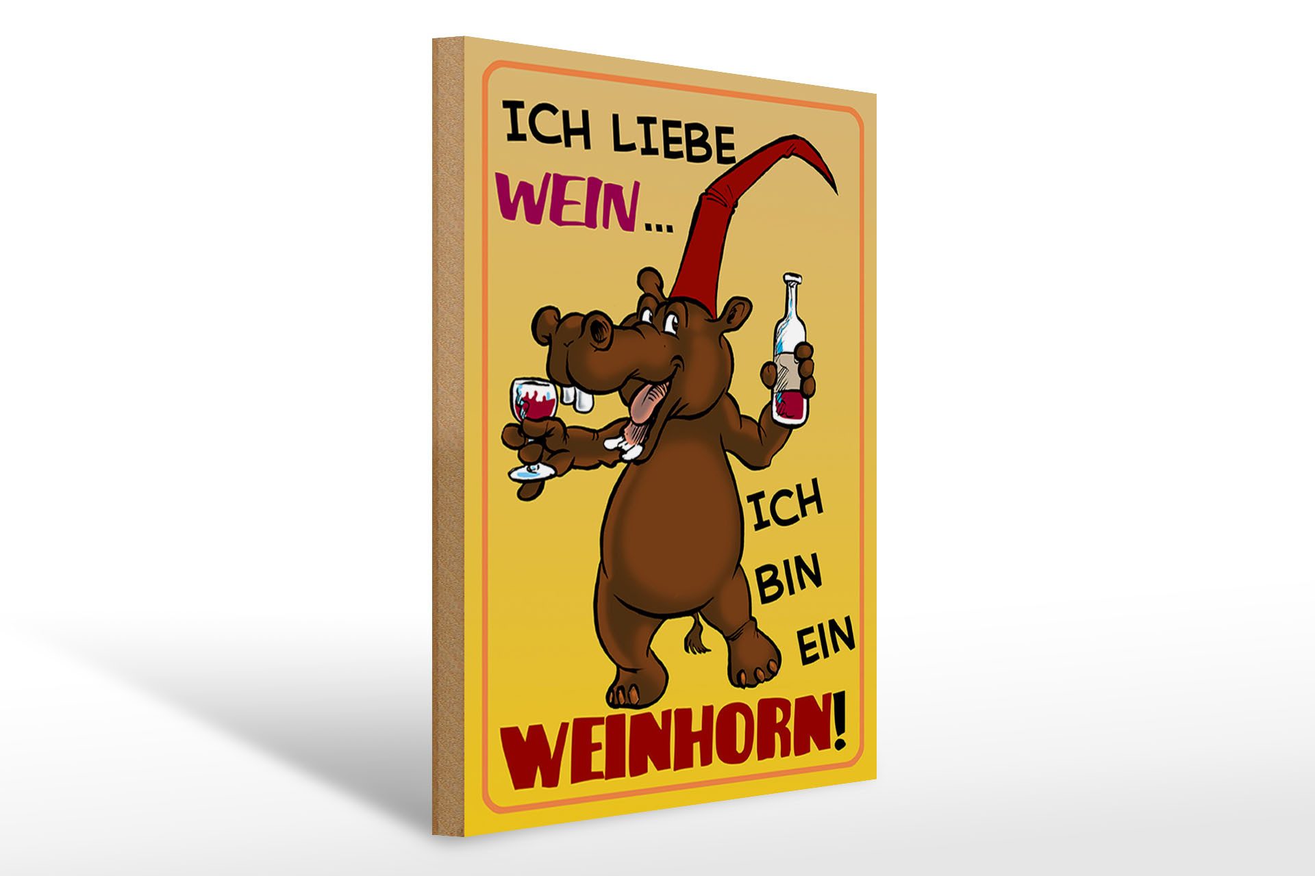 Holzbild 30x40cm liebe Wein bin ein Weinhorn