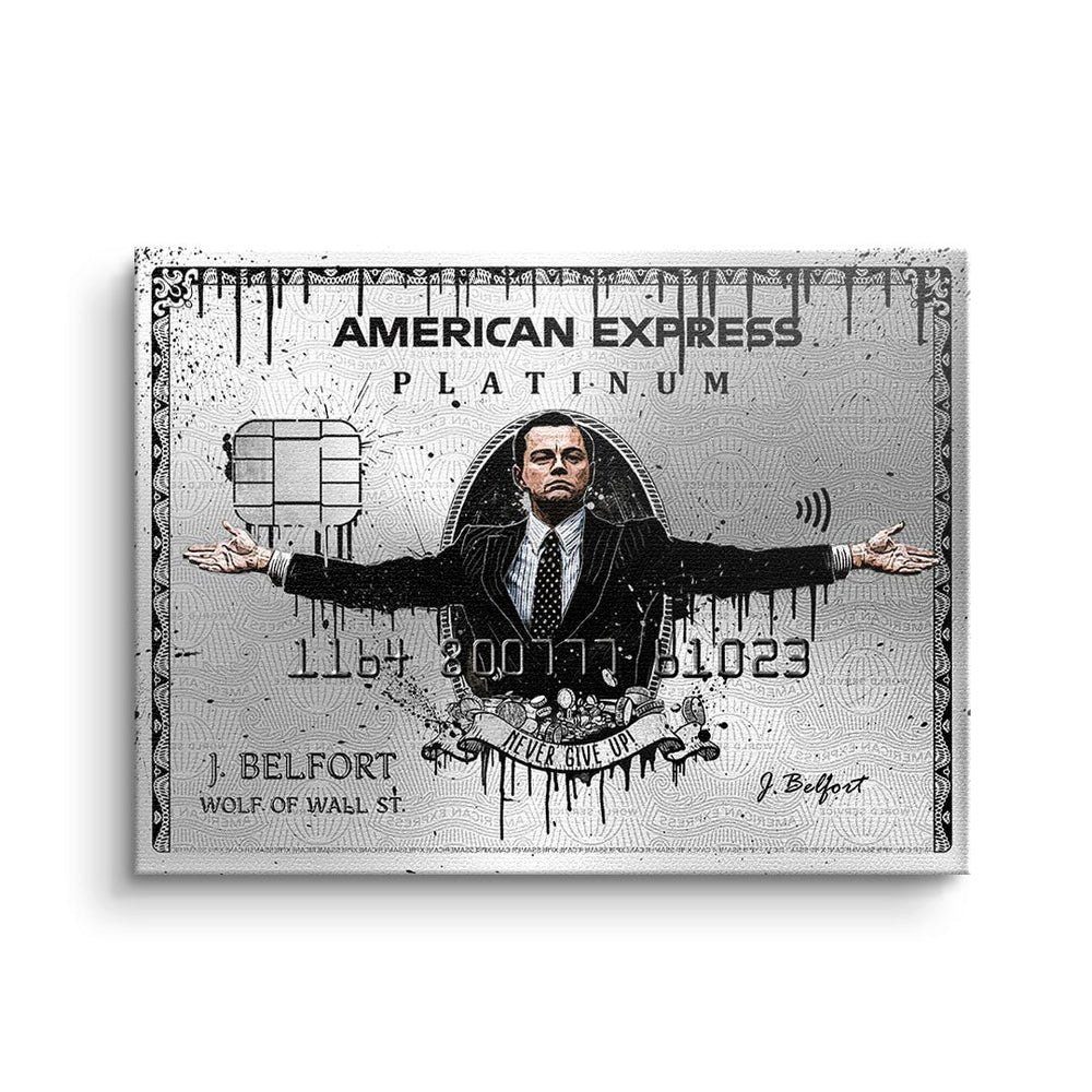 DOTCOMCANVAS® Leinwandbild, Premium Leinwand Wandbild Wolf of Wall Street American Express Design ohne Rahmen