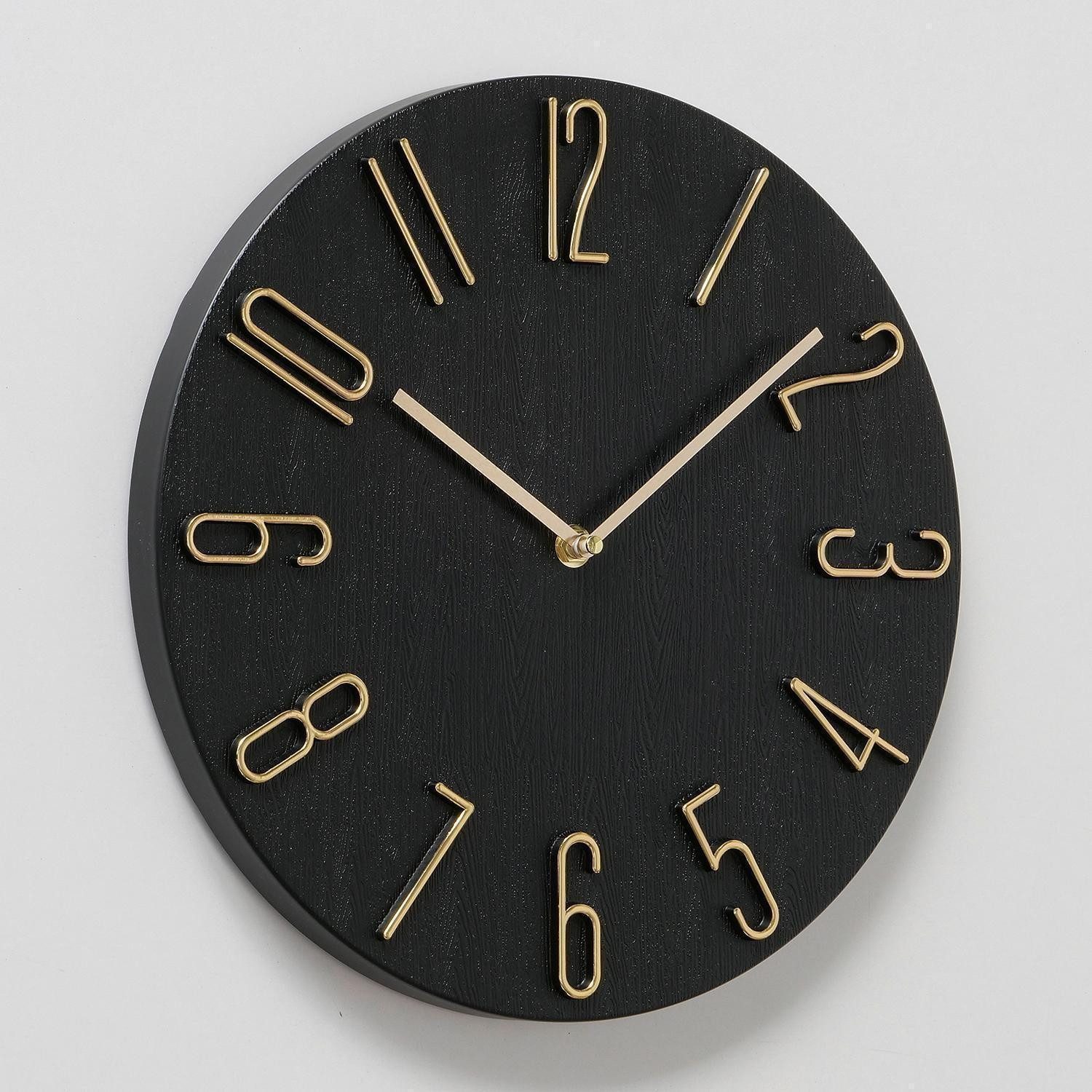 BOLTZE GRUPPE GmbH Wanduhr TEMPO, Ø 30 cm, Goldgelb, Schwarz, Melaminharz, (Analog, Batteriebetrieben)