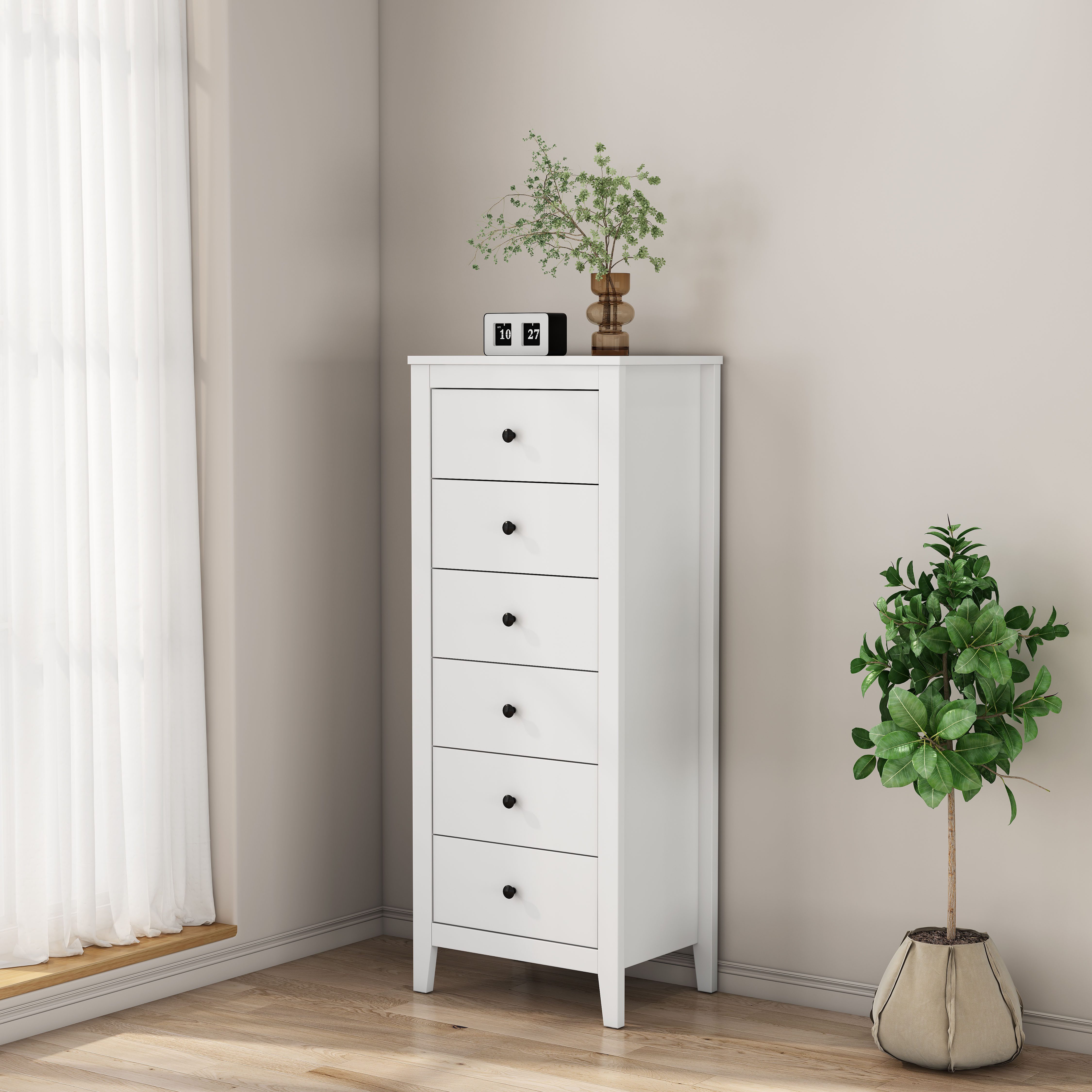 OTTO home Kombikommode Borkum Sideboard Anrichte mit 6 Schubladen Landhaus weiß (hochwertige Griffe aus Metall), Kommode Schrank Wäscheschrank mit 6 Schubladen