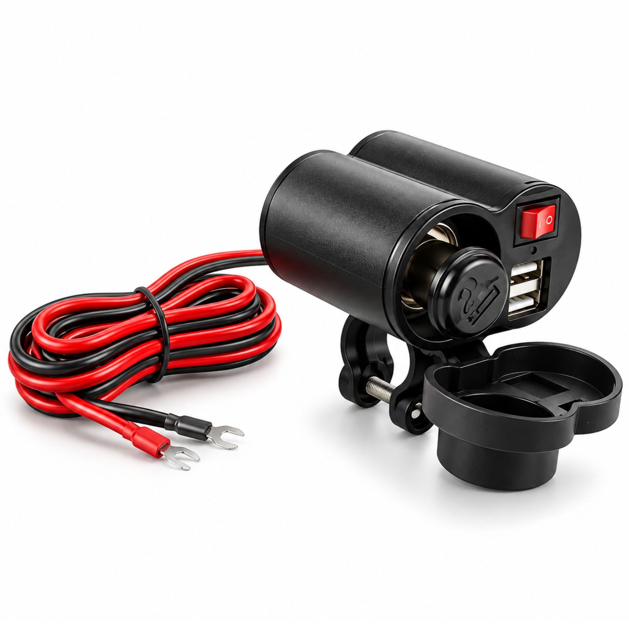 Bolwins D72C Motorrad Steckdose Dual USB Ladegerät mit Zigarettenanzünder USB-Ladegerät (1500 mA, Packung, 1-tlg., 1x Motorrad USB Ladegerät mit Ein-/Ausschalte – Bild 5 von 5