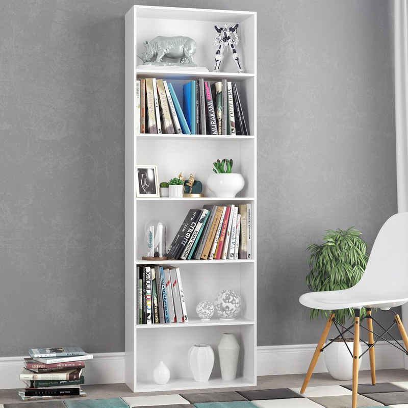 Homfa Bücherregal, mit 6 Fächern 180cm Standregal Büroregal Raumteiler Weiß