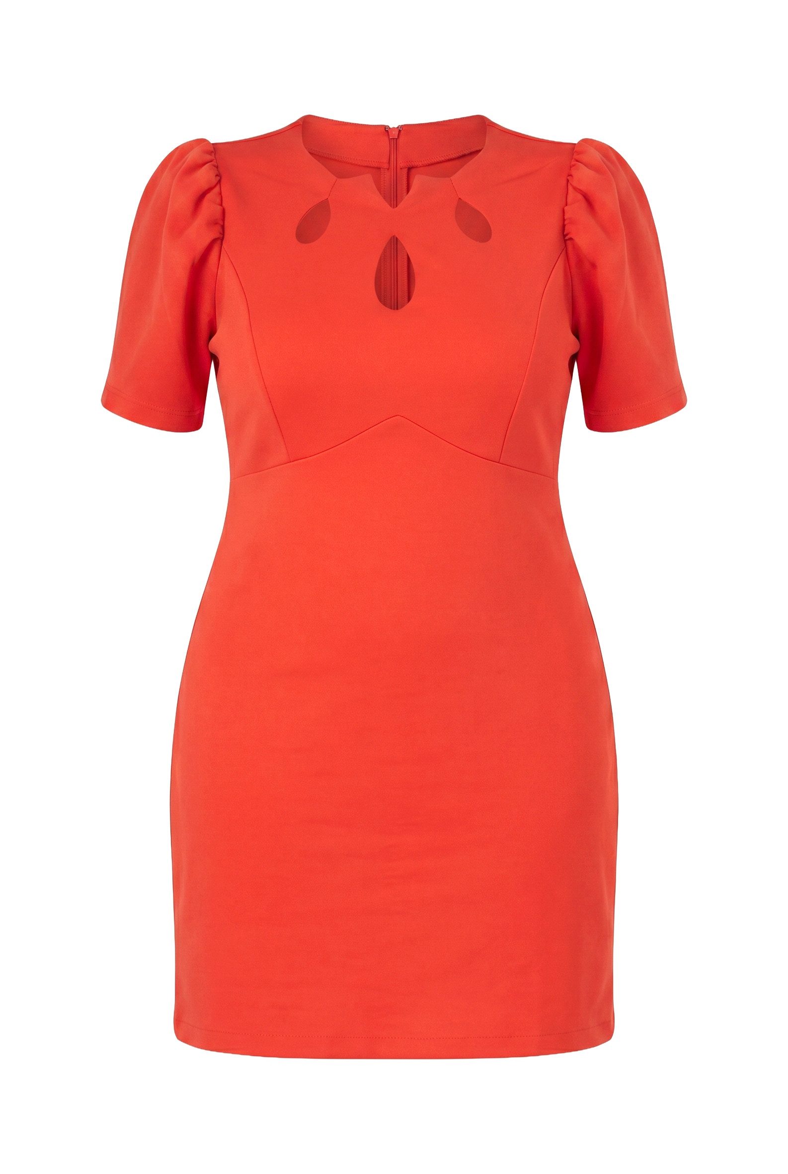 Ulla Popken Cocktailkleid Bodyconkleid Scuba CutOuts Puff-Halbarm