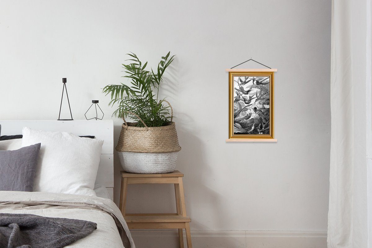 MuchoWow Poster Kunstwerk - Maler (1 St), Textilposter Gold, Magnetisch Wohnzimmer, Bilderleiste, - Rahmen für - Posterleiste