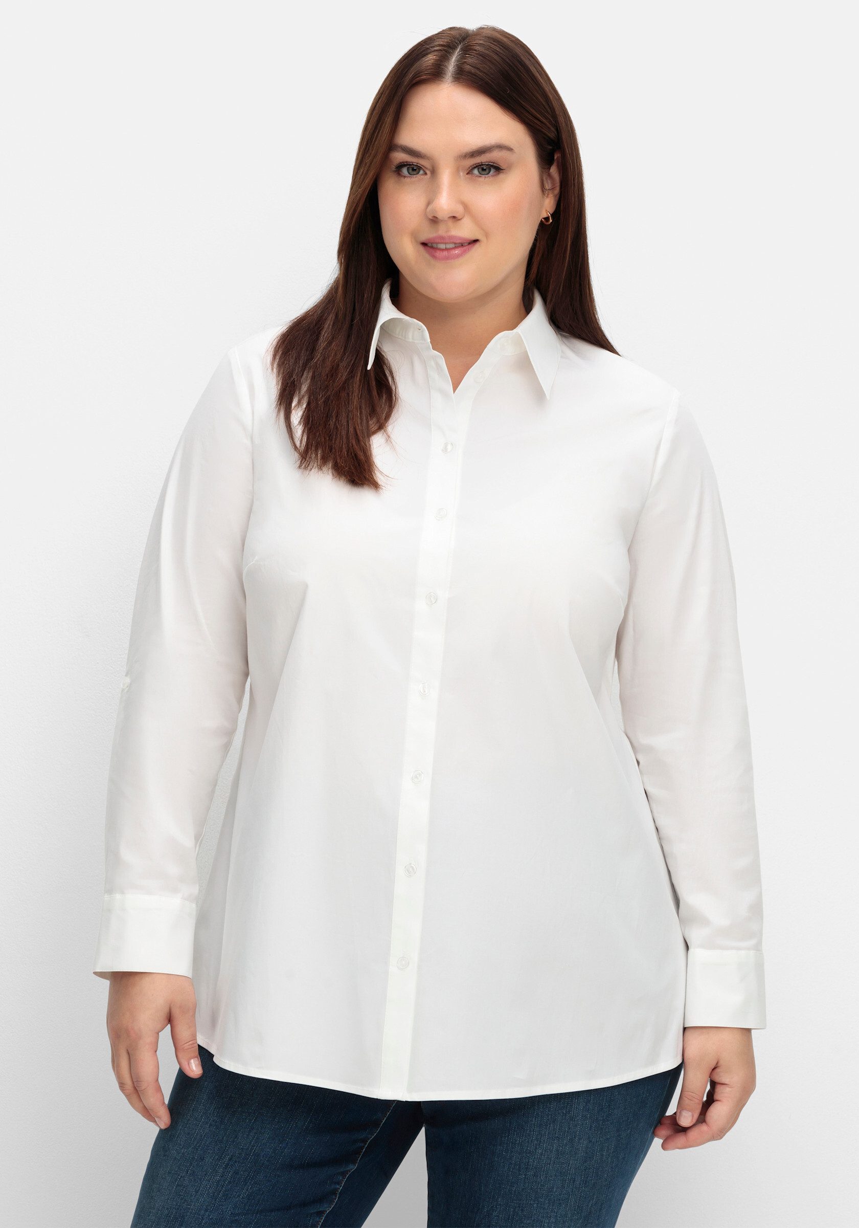 Sheego Klassische Bluse Baumwollbluse günstig online kaufen