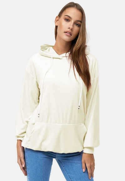 enflame Hoodie Langer Kapuzen Pullover Oversized Hoodie Kleid Velours Sweatshirt (1-tlg) 3873 in Creme