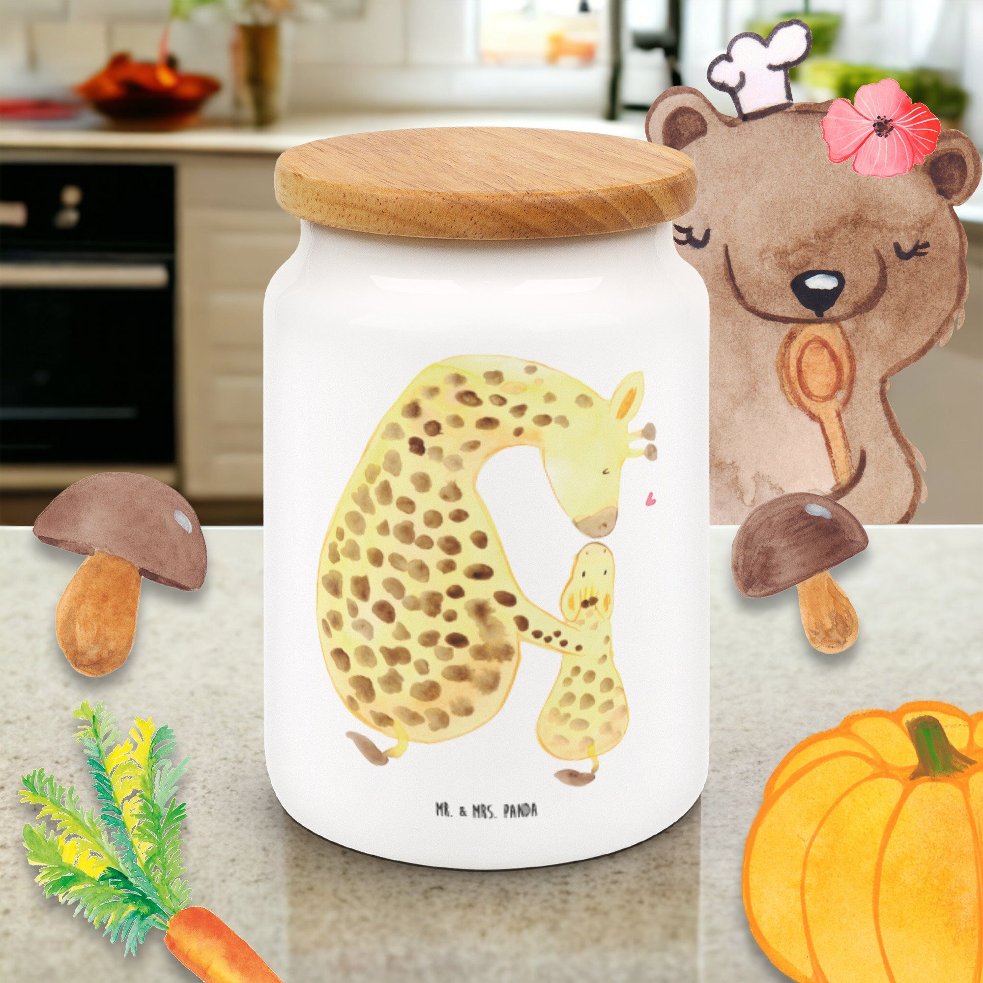 Mr. & Mrs. (1-tlg) Giraffe Mutter, Keramik, mit Leckerlidose, Kind Geschenk, Panda Weiß Vorratsdose Vorratsdose, - 