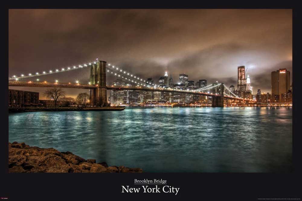 Poster New York - Poster - Brooklyn Bridge High Dynamic R