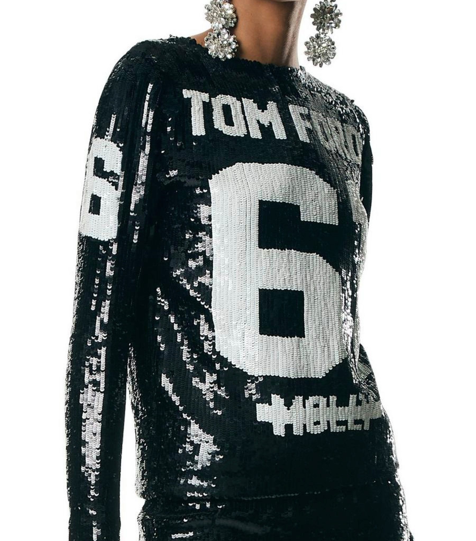 Tom Ford Minikleid Pailletten Seiden Kleid T-Shirt "Molly" Archivstück aus der FW14 S ikonischen „MOLLY“-Schriftzug, inspiriert von Jay-Zs Song