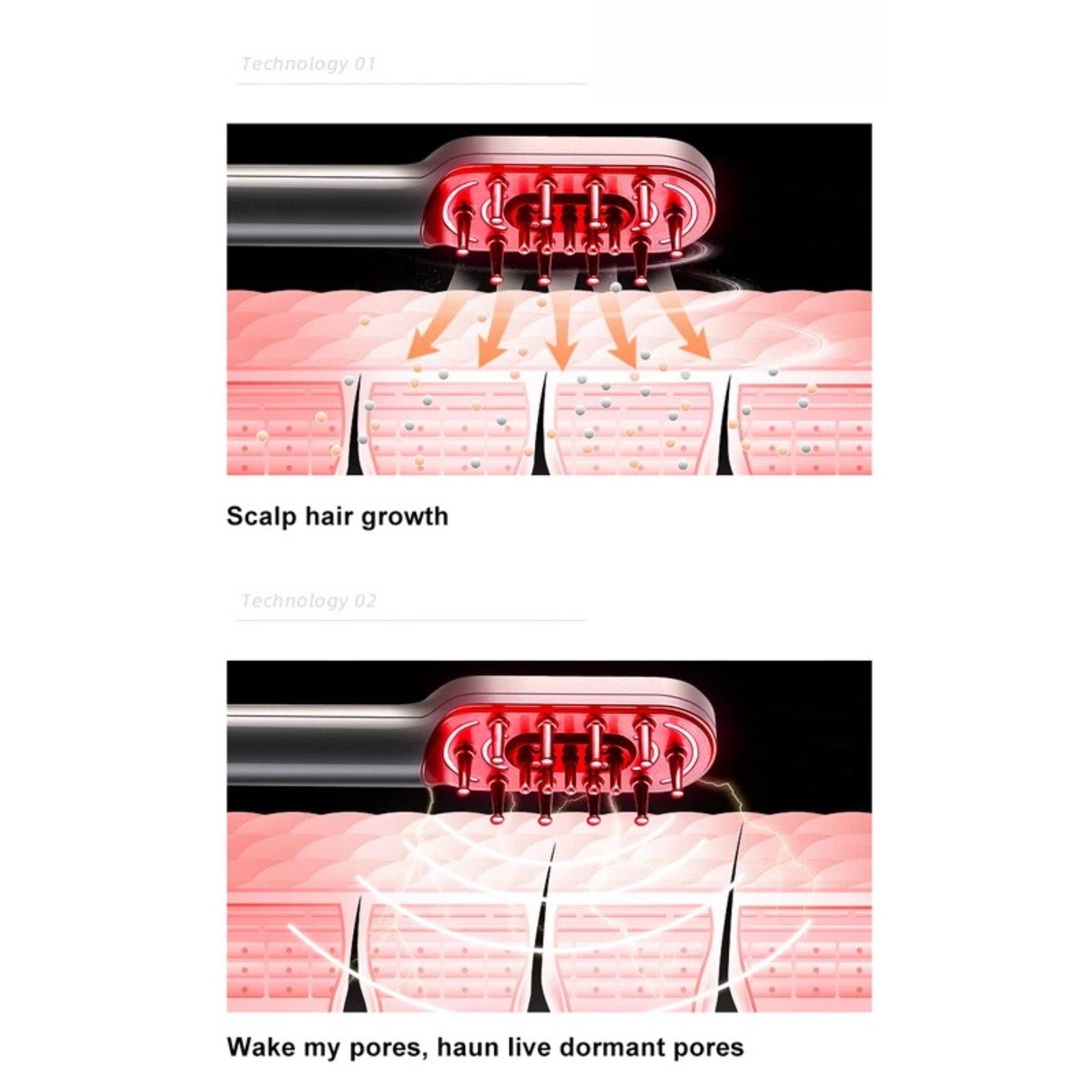 Lalano`S Cosmetics Kosmetikbehandlungsgerät Hair PowerComb, SoftwareFair Haarausfall, Haarbürste, KSP Kopfmassage, (EAR) Bürste, LED Anti-Aging-Gerät, Haarwuchskamm, Anti laut ElektroG