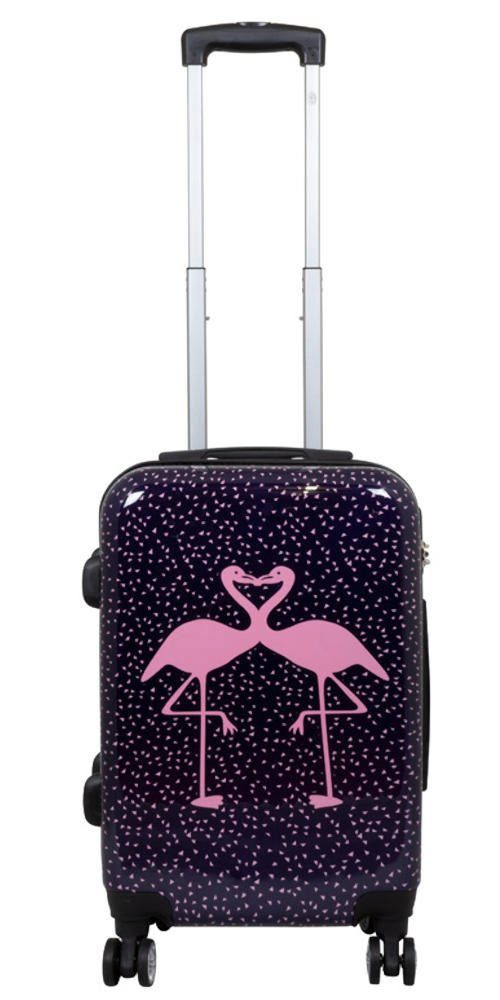 Warenhandel König Hartschalen-Trolley Kissing Flamingos, 4 Rollen, mit Motiv, Dehnfalte (Gr. L und XL), aufrecht rollbar