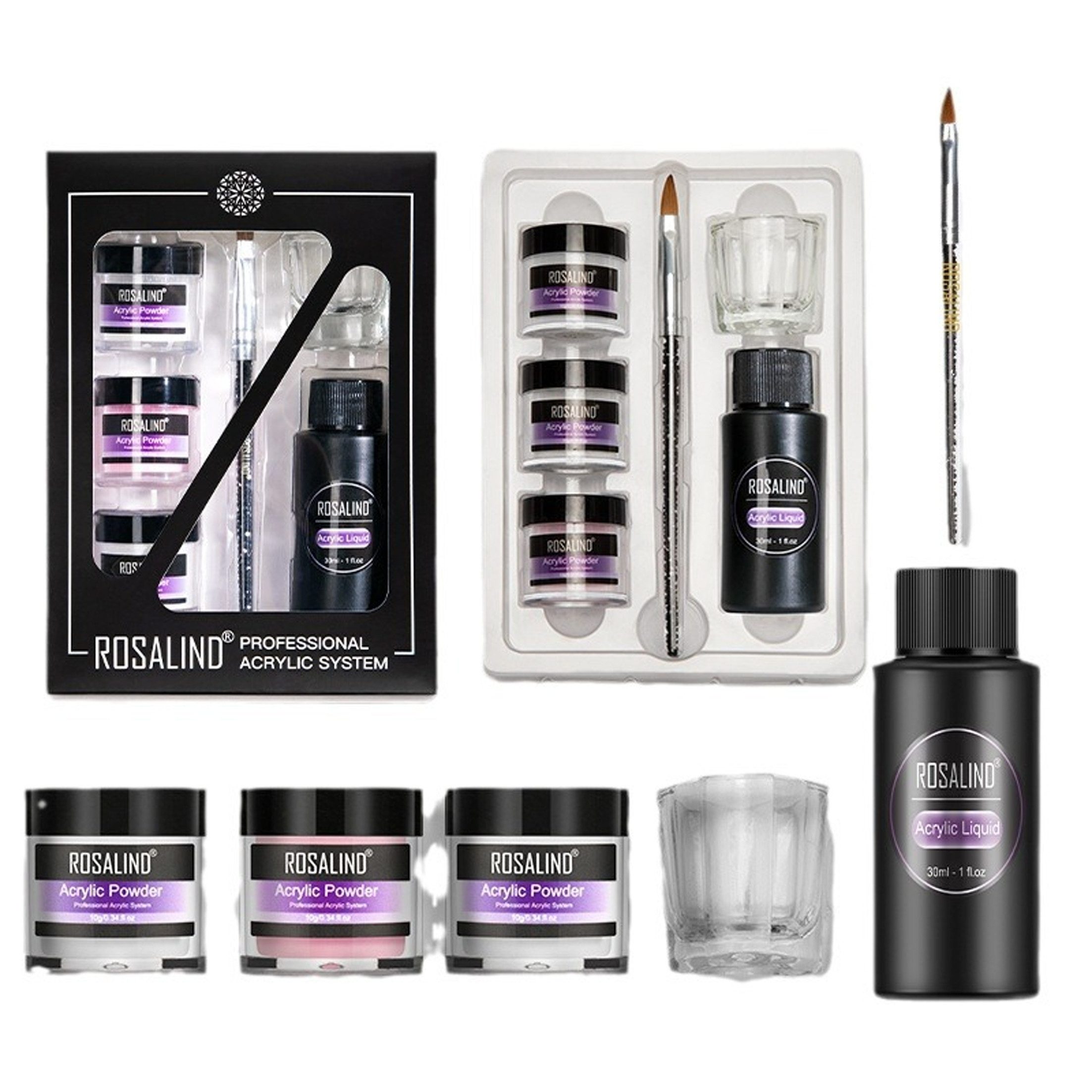 KINSI Nageldesign Zubehör Nageldesign Zubehör Nailart-Pulver-Set 6 pcs,Kristall 3D-Skulpturen, 6-tlg., Nagelverlängerung,Nagelkunst-Kristallpulver, Nageldesign-Werkzeuge