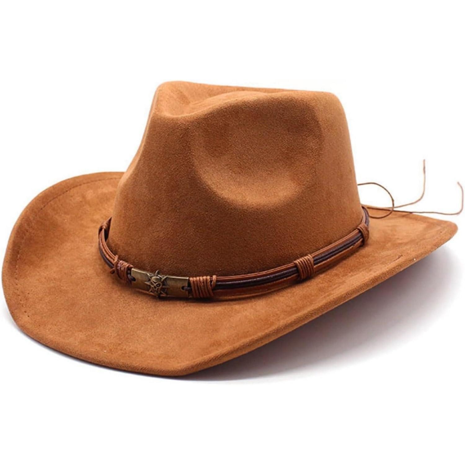 LuxusKollektion Cowboyhut Cowboyhut Westernhut Wildleder Damen Herren Einheitsgröße-M B1# Khaki
