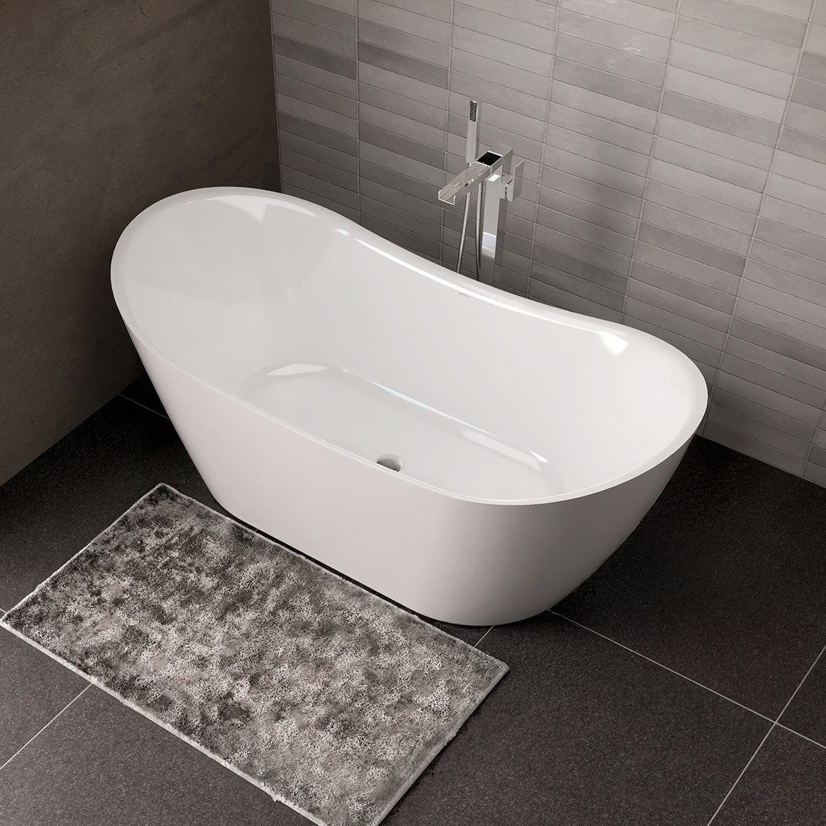 Bernstein Badewanne SIENA 2.0, freistehende Badewanne, Sanitäracryl, oval